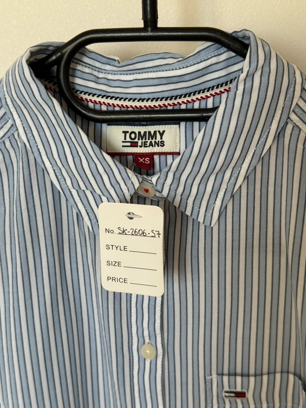 Chemise rayée Tommy Jeans bleu ciel blanc taille XS - SK260657 - Photo 3/9
