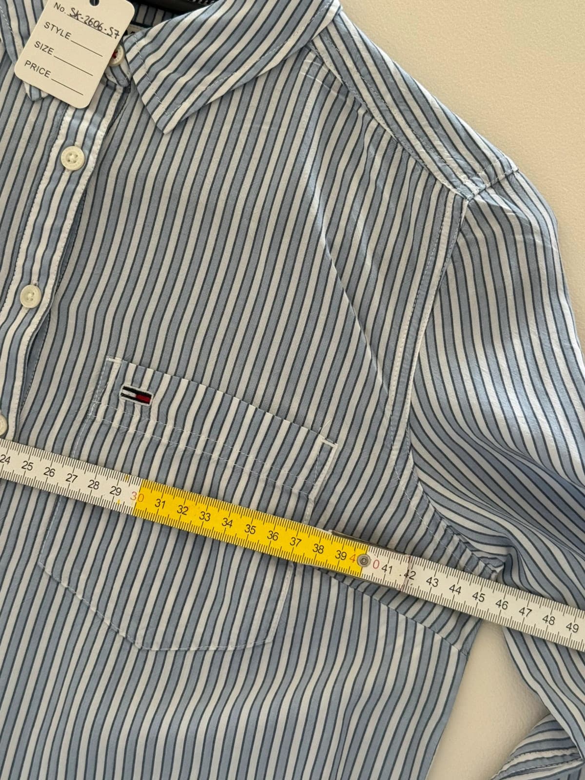 Chemise rayée Tommy Jeans bleu ciel blanc taille XS - SK260657 - Photo 8/9