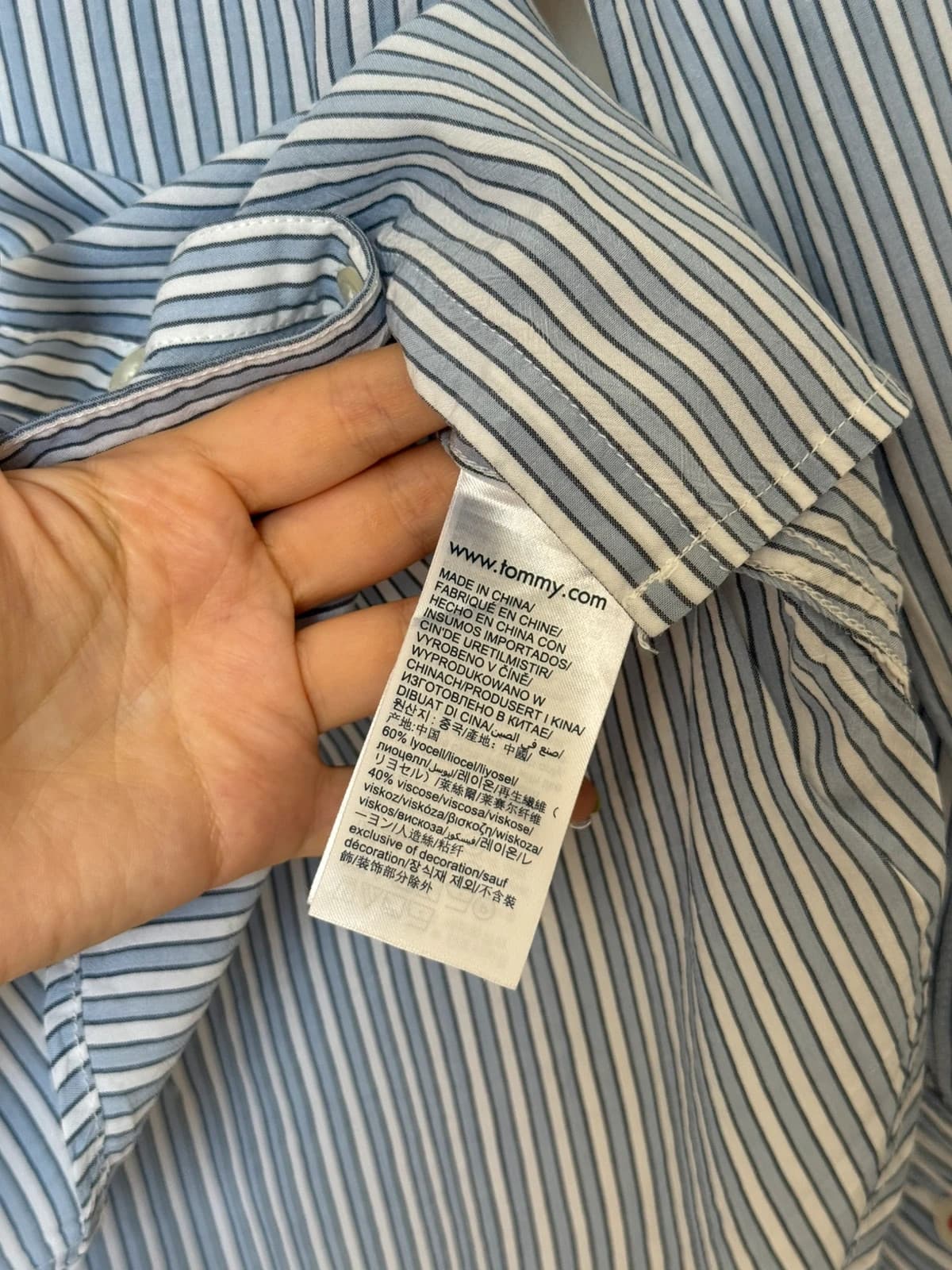 Chemise rayée Tommy Jeans bleu ciel blanc taille XS - SK260657 - Photo 5/9