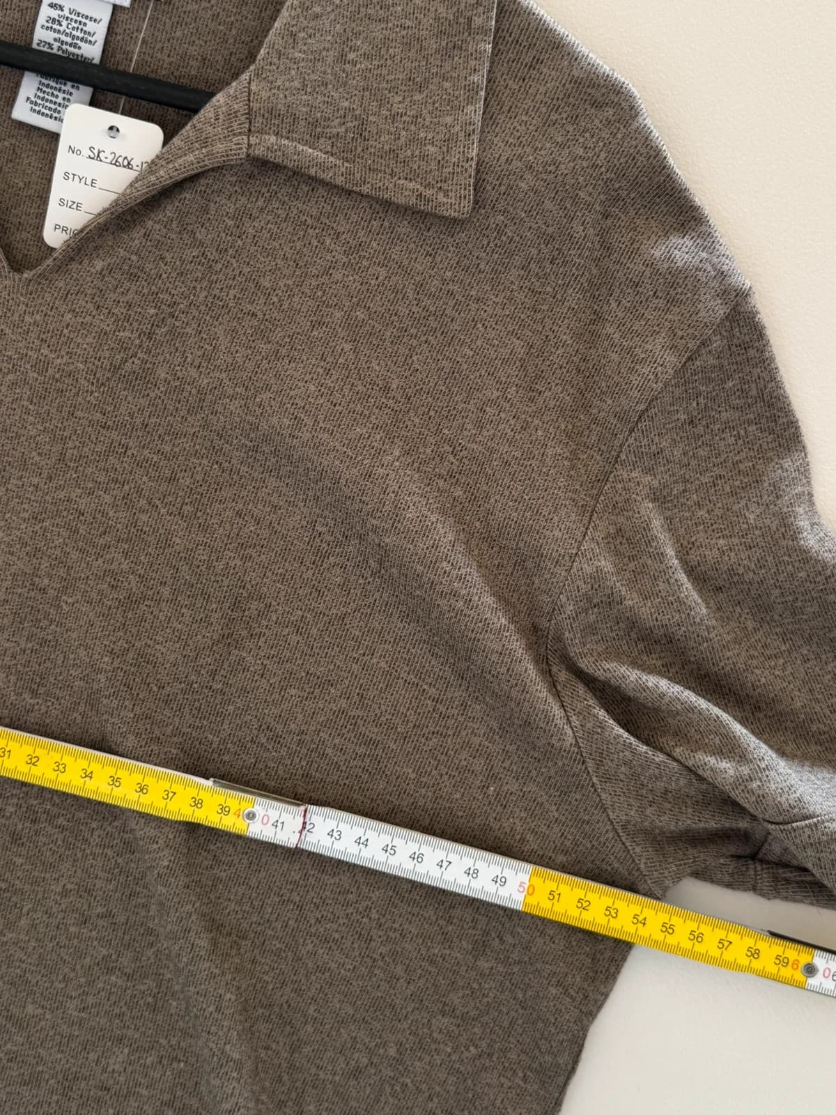 Polo maille Calvin Klein Jeans taupe chiné col ouvert taille L - SK2606122 - Photo 8/9