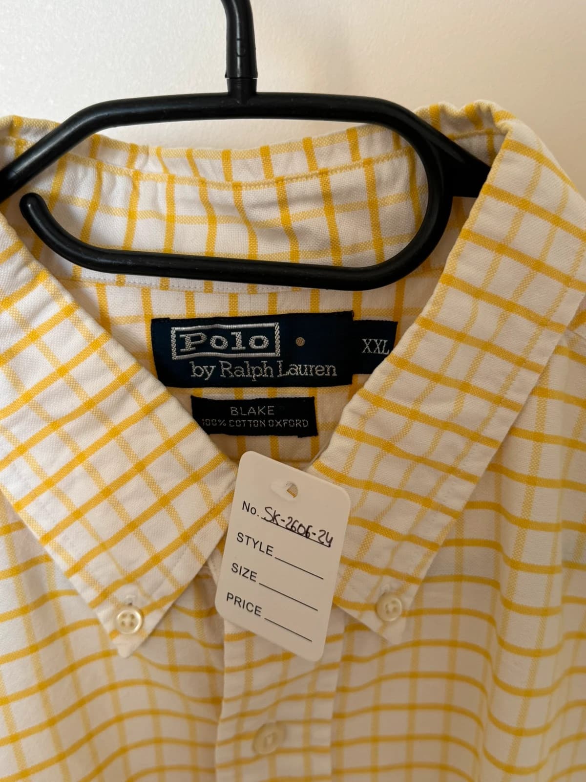 Chemise Oxford Ralph Lauren carreaux jaune blanc logo premium taille XXL - SK260624 - Photo 3/7