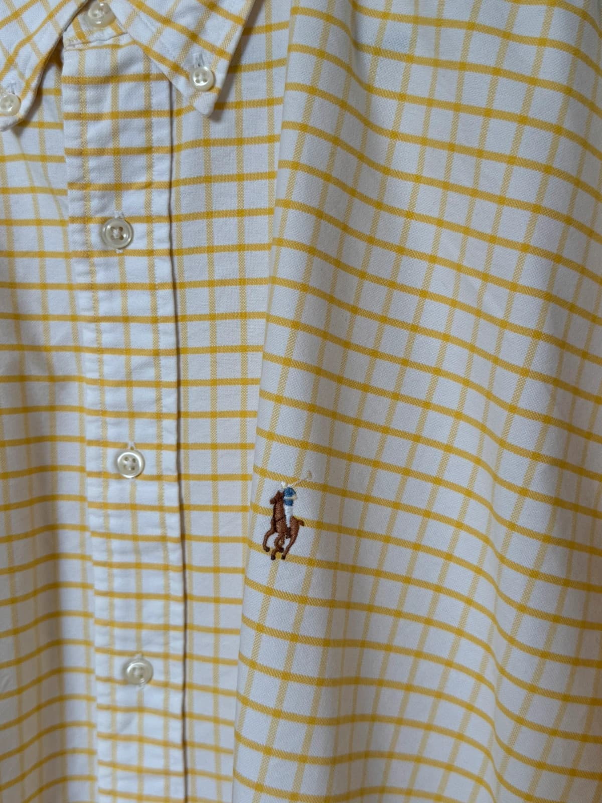 Chemise Oxford Ralph Lauren carreaux jaune blanc logo premium taille XXL - SK260624 - Photo 4/7