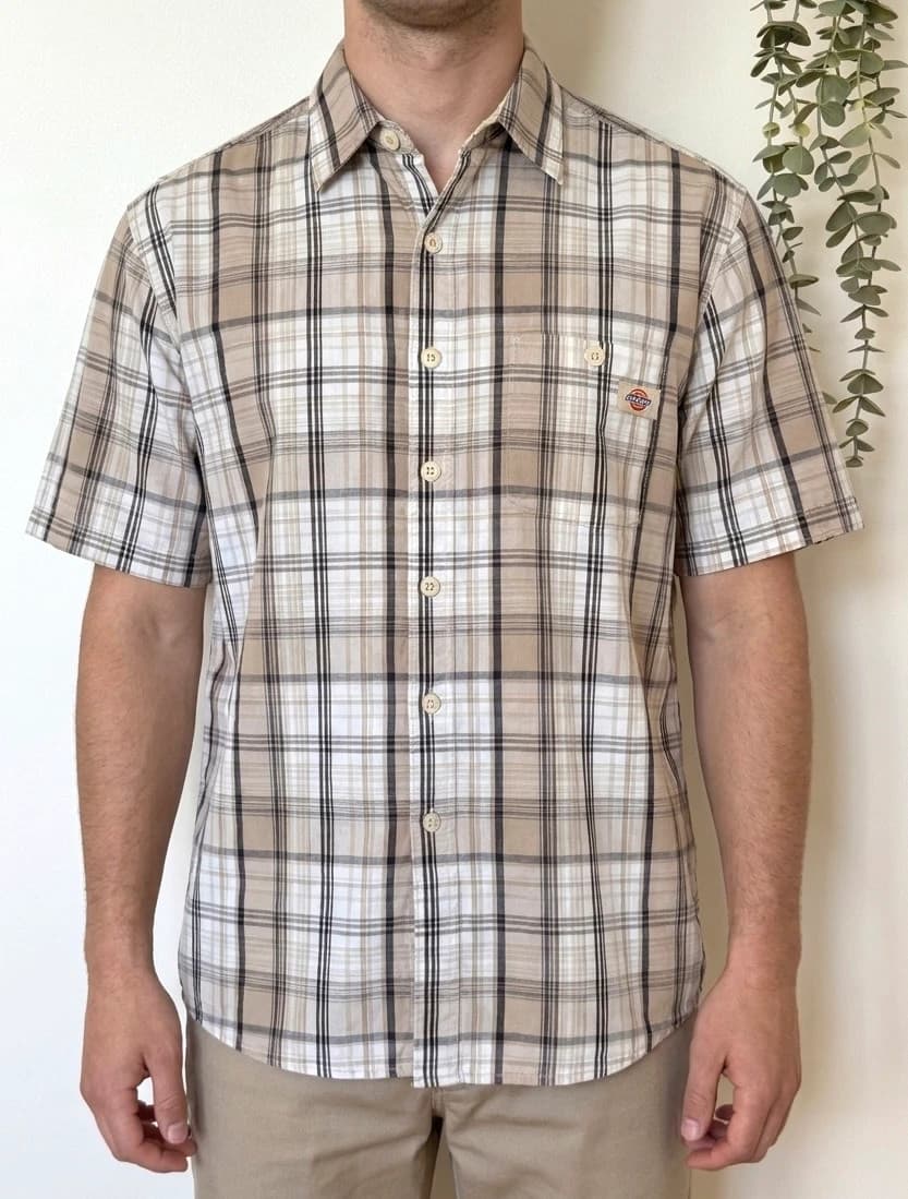 Chemise manches courtes Dickies à carreaux beige gris taille L - SK260682 - Photo 1/8