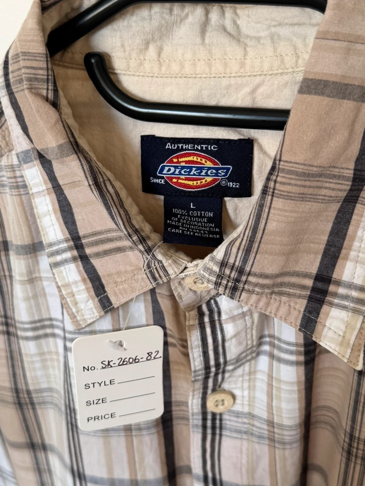 Chemise manches courtes Dickies à carreaux beige gris taille L - SK260682 - Photo 3/8