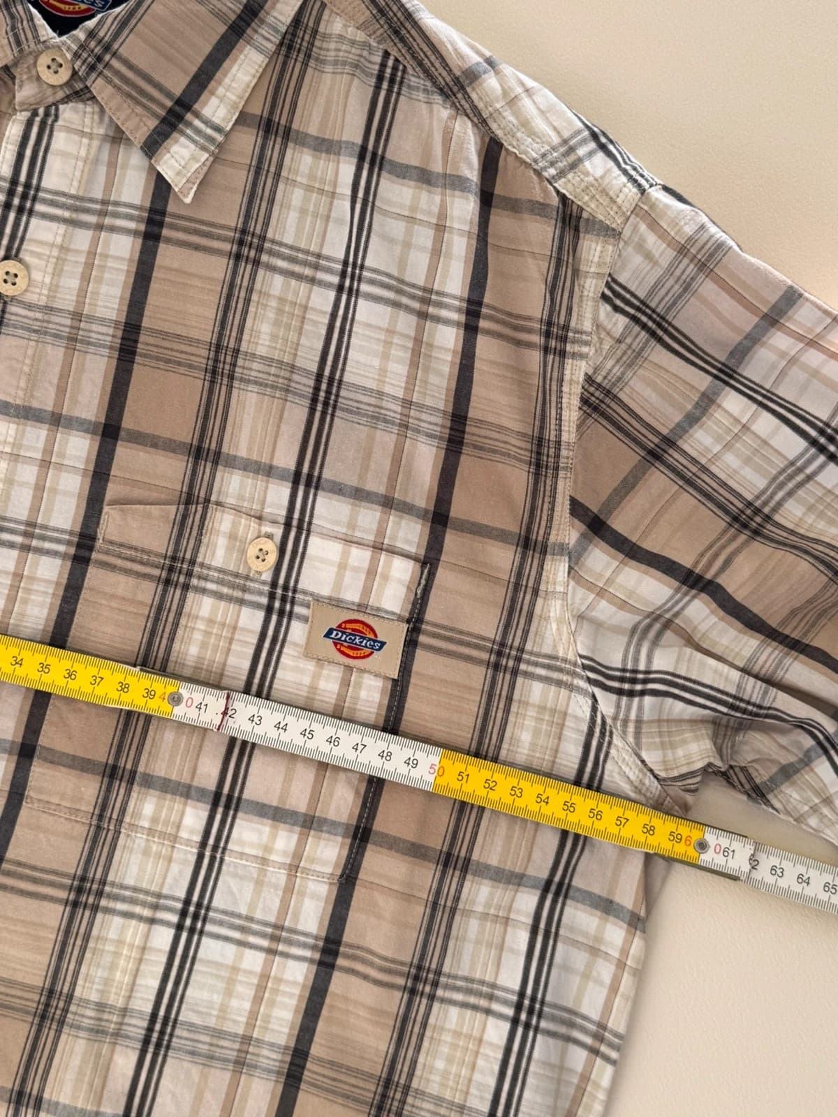 Chemise manches courtes Dickies à carreaux beige gris taille L - SK260682 - Photo 7/8