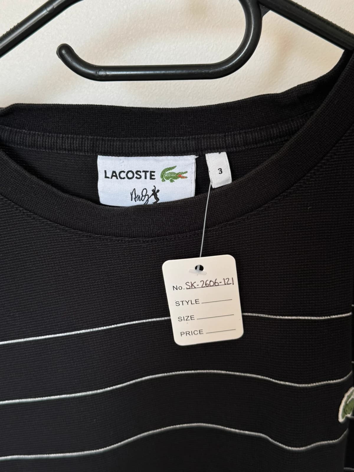 T-shirt Lacoste Andy Roddick rayé noir blanc rouge taille 3/S - SK2606121 - Photo 3/12