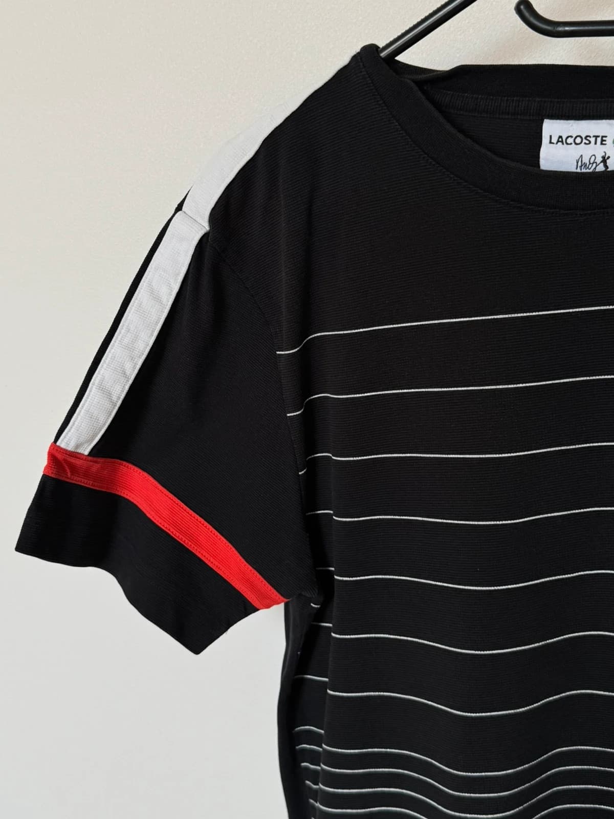 T-shirt Lacoste Andy Roddick rayé noir blanc rouge taille 3/S - SK2606121 - Photo 5/12