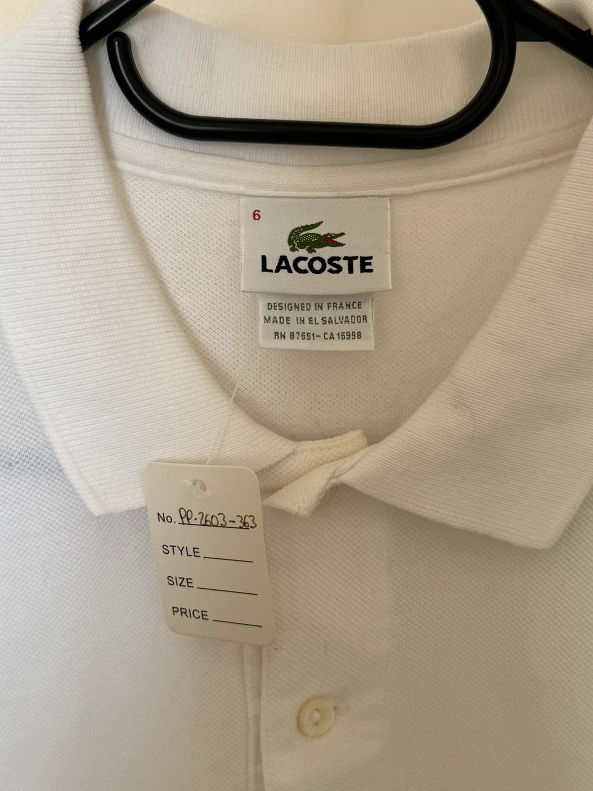 Polo piqué Lacoste blanc taille 6/L XL - PP2603363 - Photo 3/8