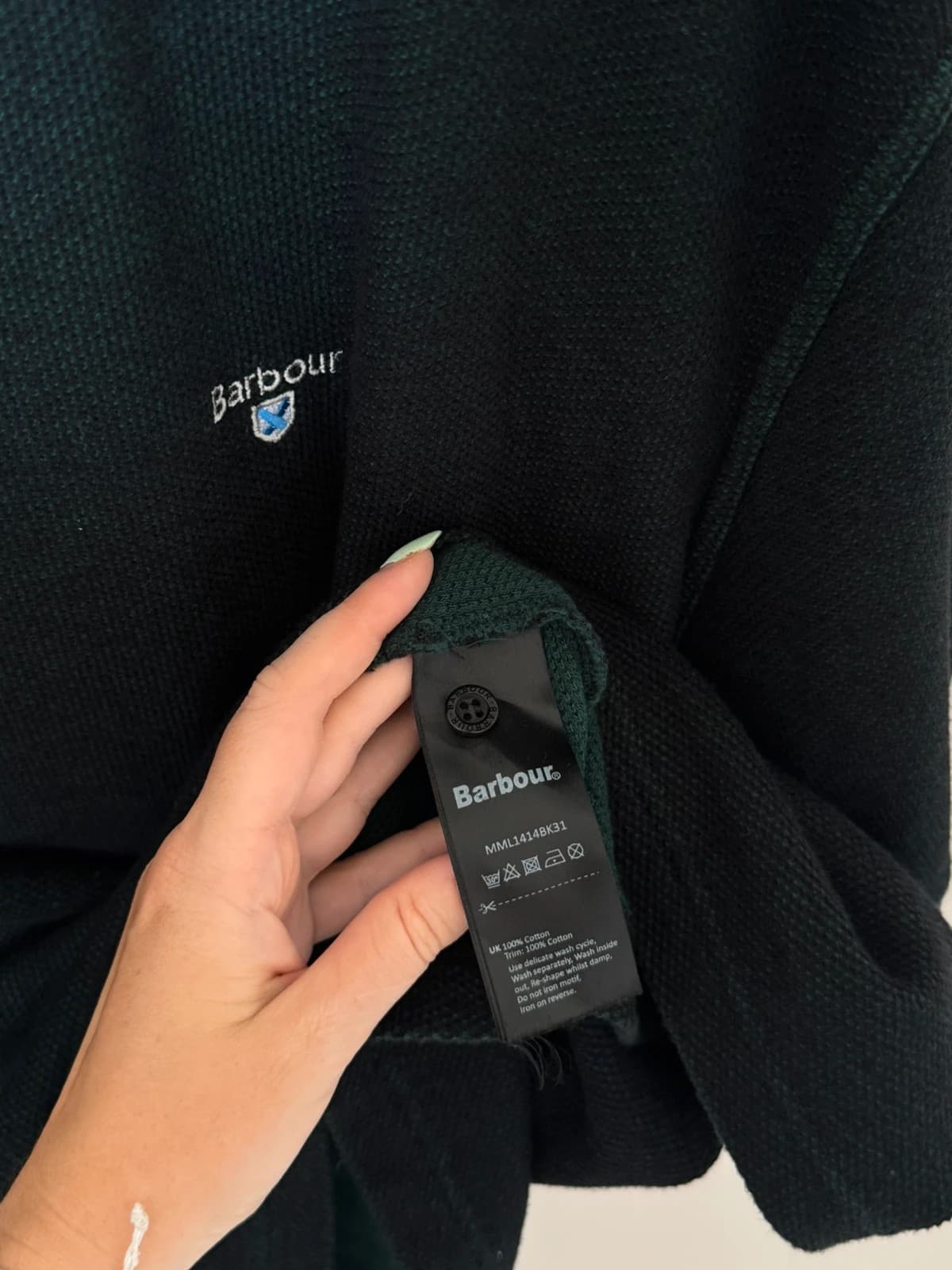 Polo piqué épais Barbour Haverton tailored noir vert taille XXL - SK2606117 - Photo 7/10