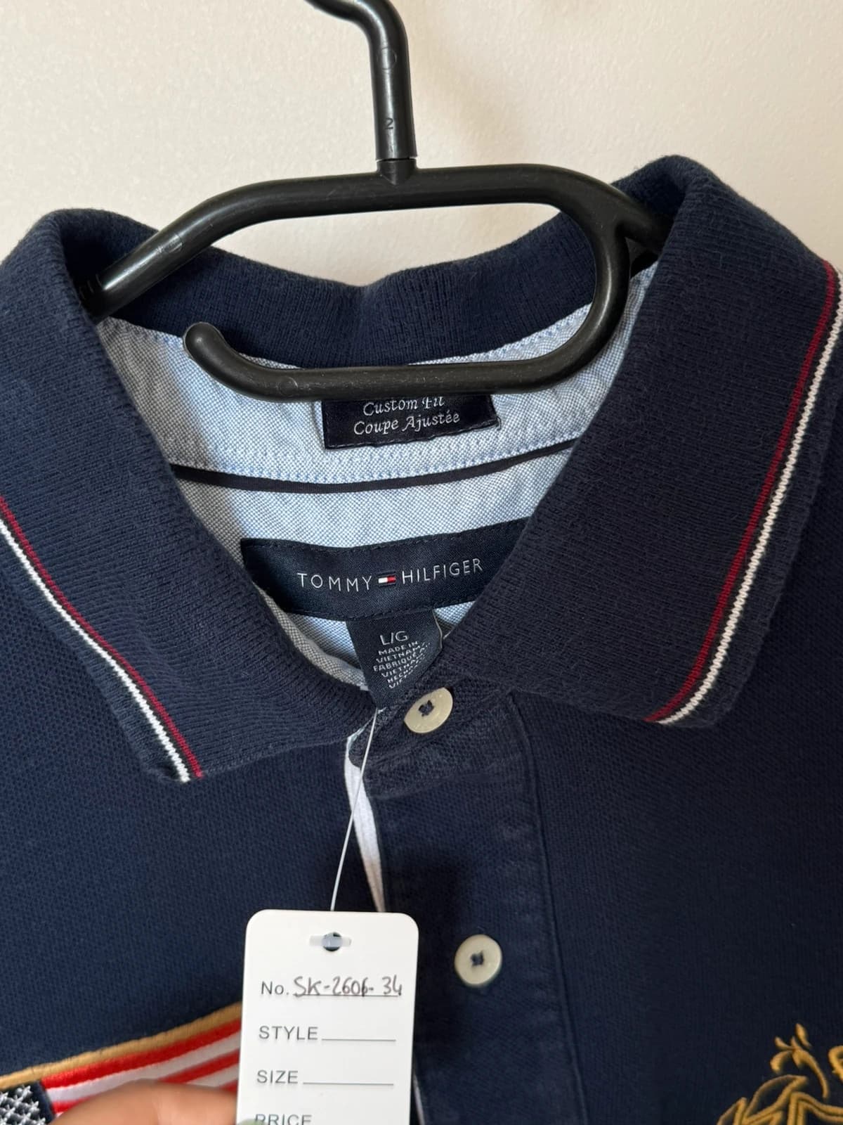 Polo piqué Tommy Hilfiger Custom Fit USA 8 bleu marine taille L - SK260634 - Photo 3/12