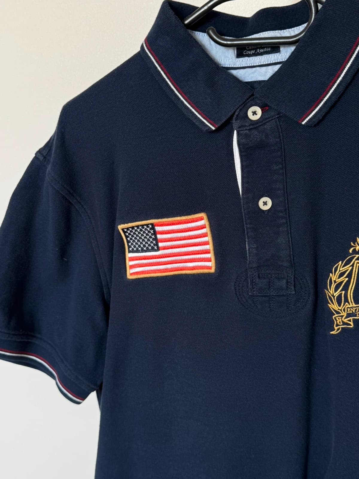 Polo piqué Tommy Hilfiger Custom Fit USA 8 bleu marine taille L - SK260634 - Photo 4/12