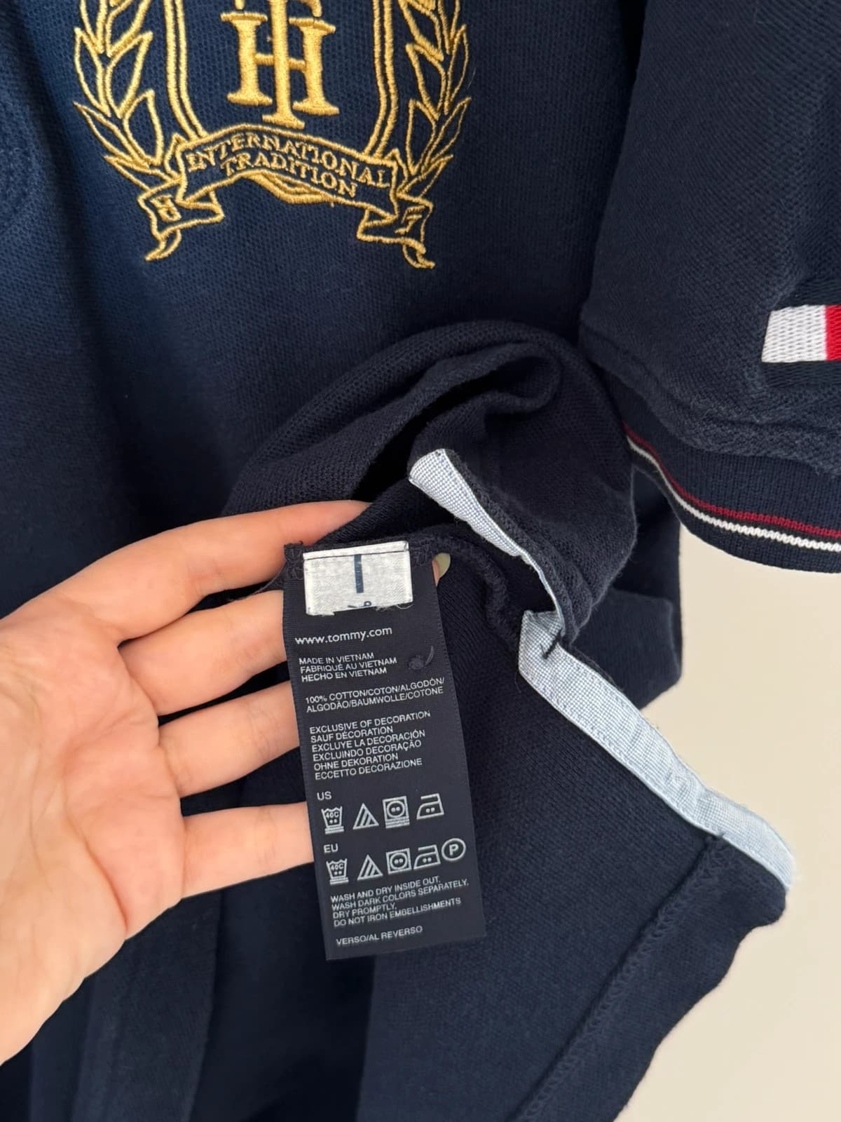 Polo piqué Tommy Hilfiger Custom Fit USA 8 bleu marine taille L - SK260634 - Photo 6/12
