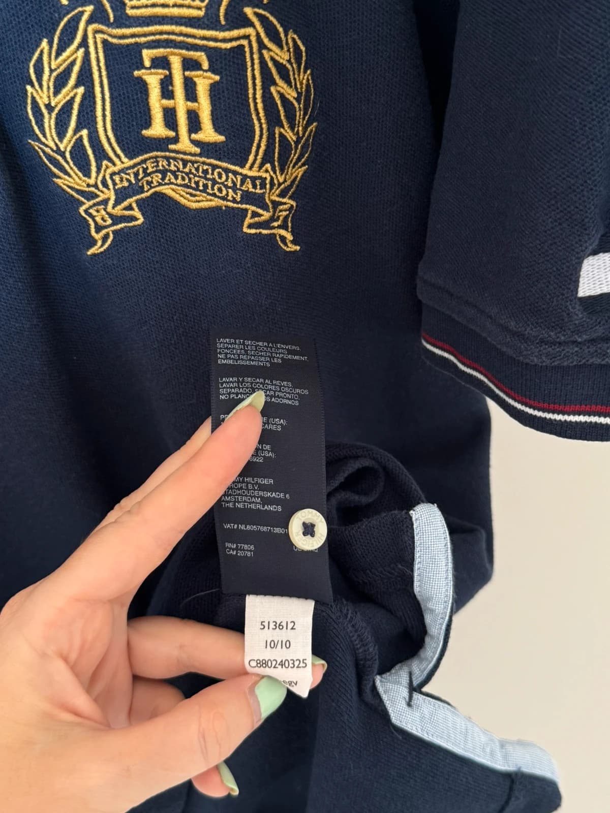 Polo piqué Tommy Hilfiger Custom Fit USA 8 bleu marine taille L - SK260634 - Photo 7/12