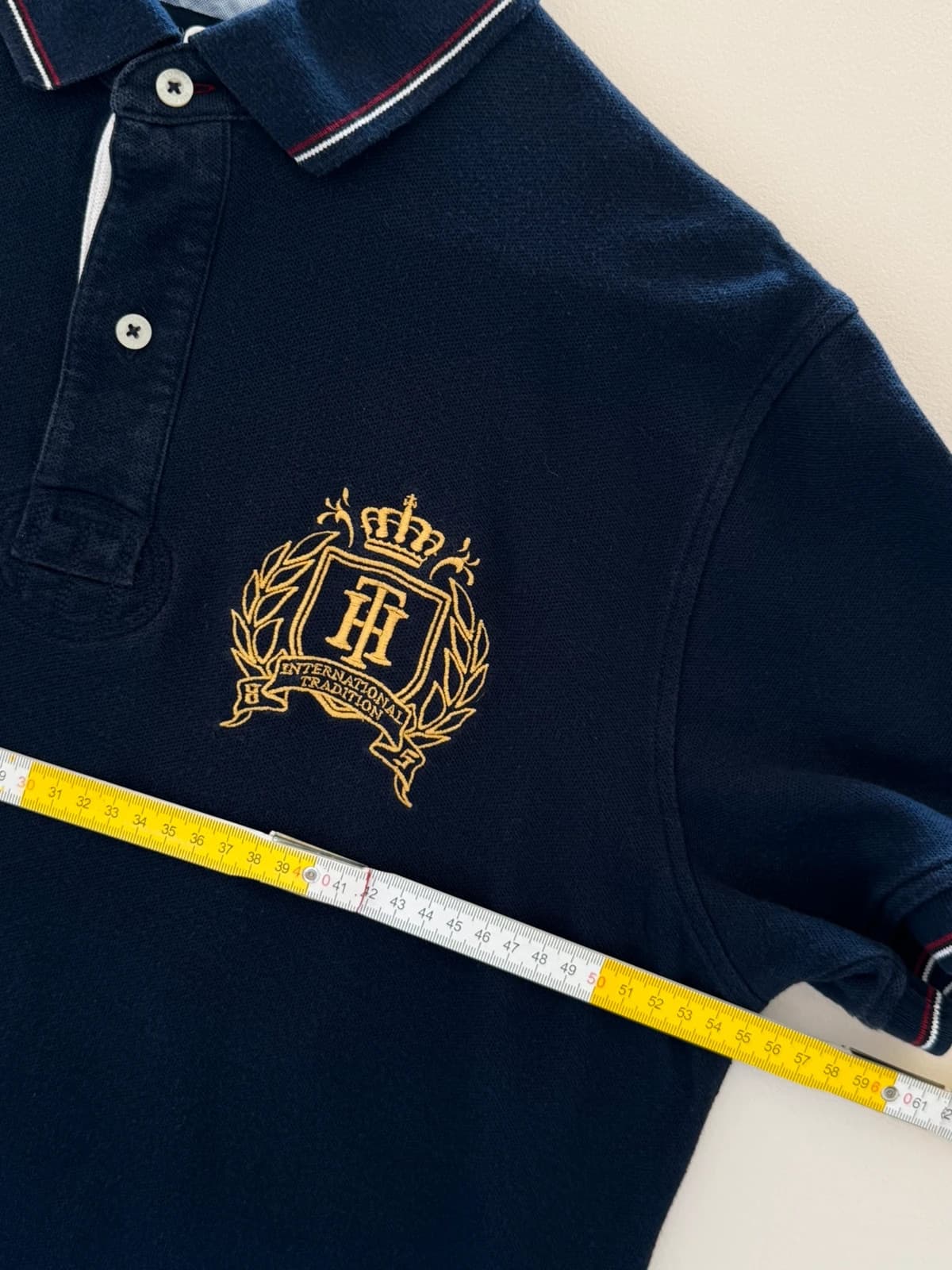 Polo piqué Tommy Hilfiger Custom Fit USA 8 bleu marine taille L - SK260634 - Photo 11/12