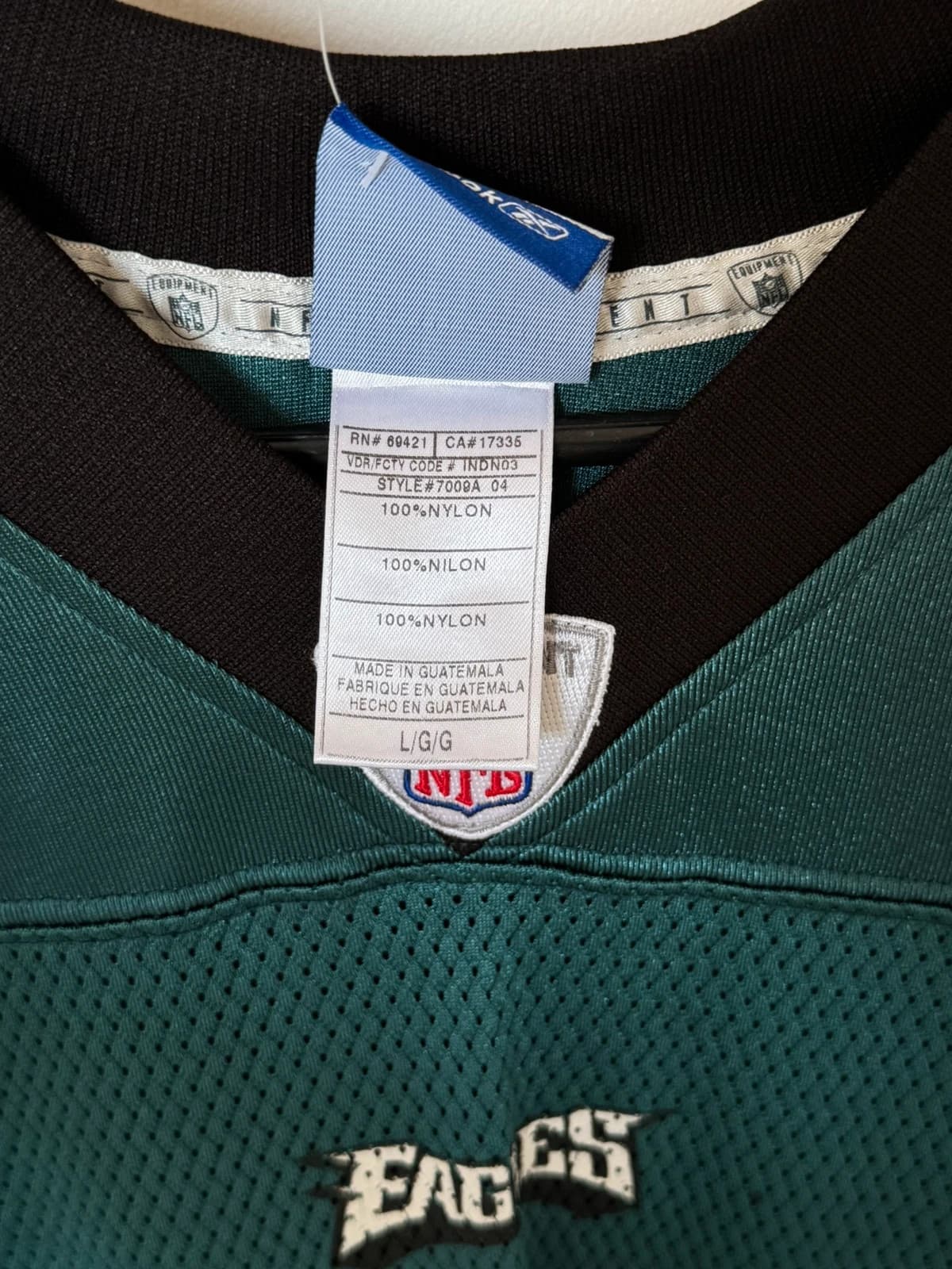 Maillot NFL Reebok Philadelphia Eagles Brian Dawkins 20 Super Bowl XXXIX vert taille L - SK260646 - Photo 4/14