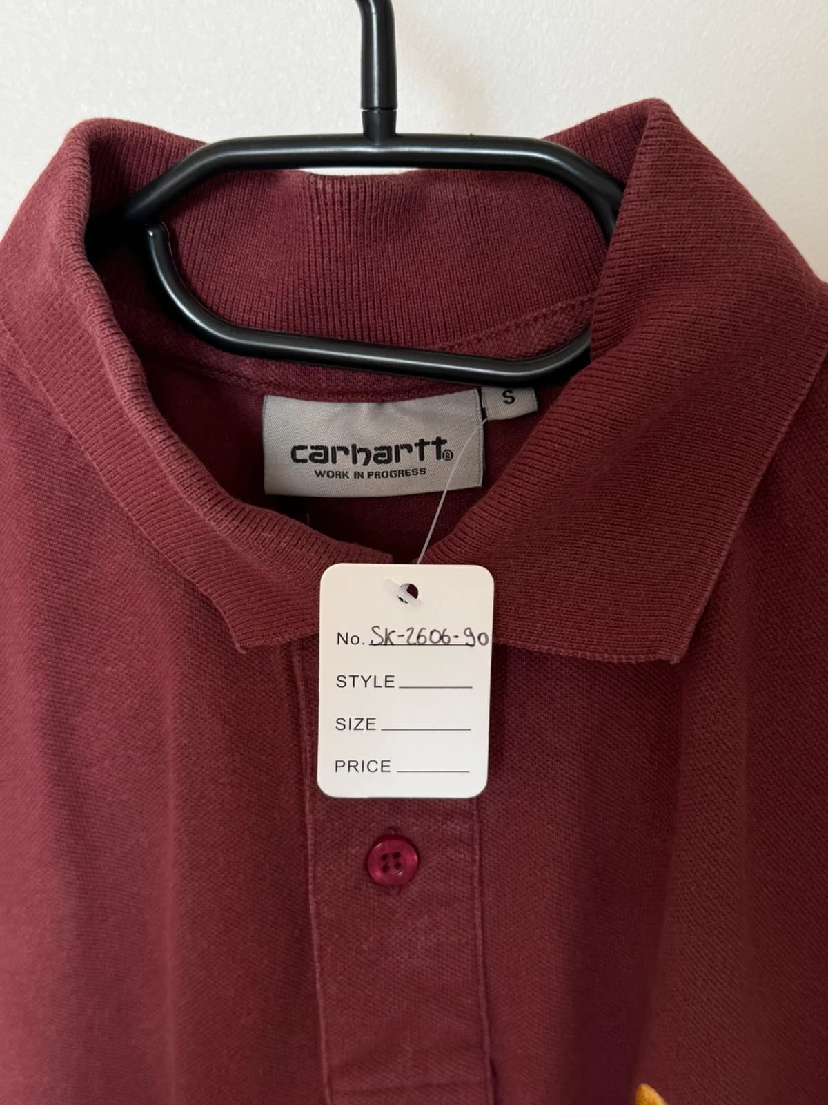 Polo piqué Carhartt WIP bordeaux taille S - SK260690 - Photo 3/7