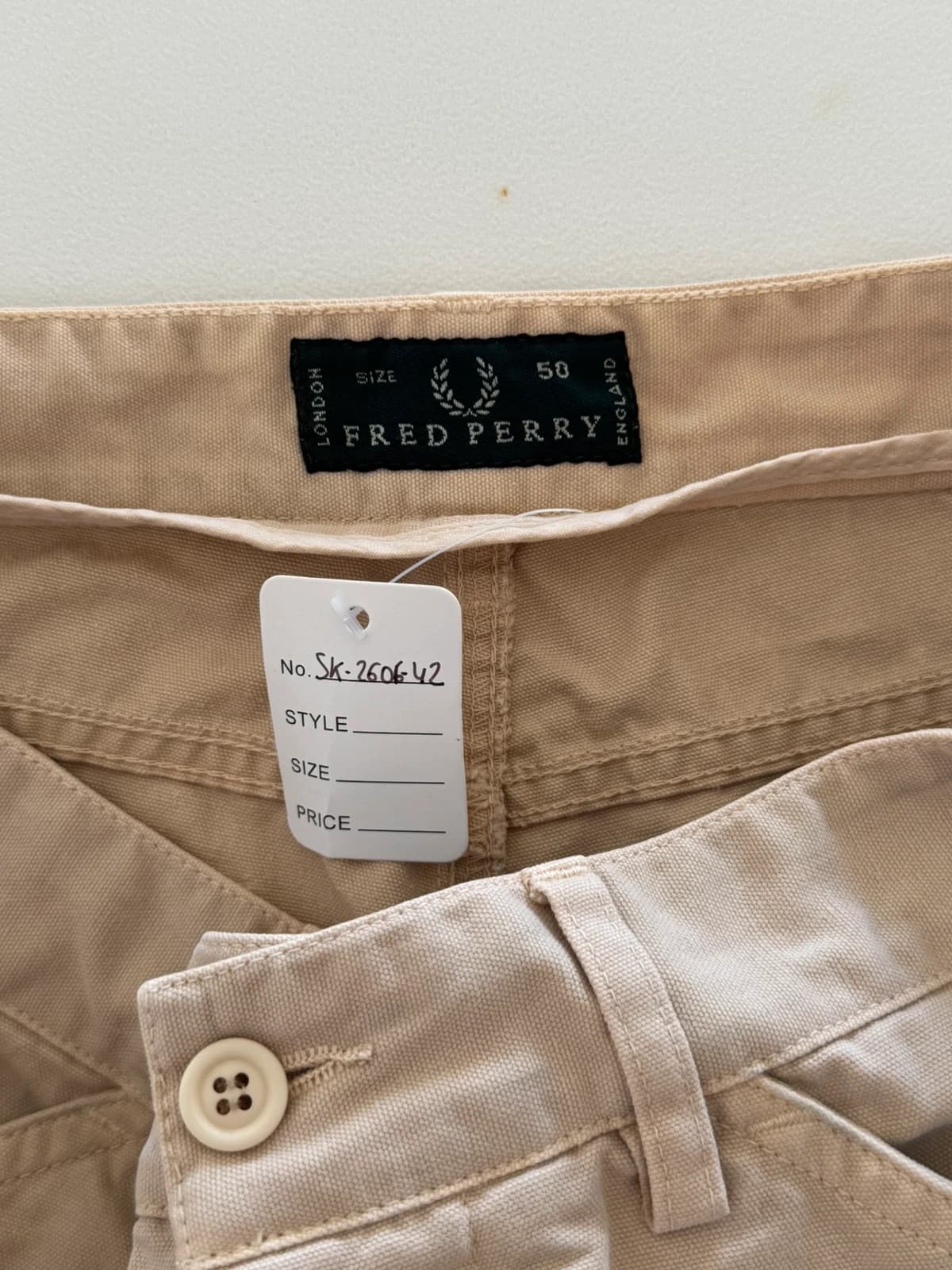 Short en toile Fred Perry beige sable taille 50/XL - SK260642 - Photo 3/10