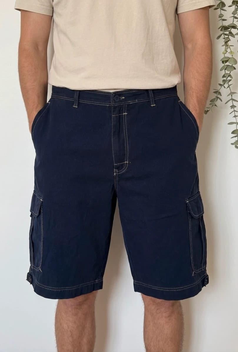 Short cargo baggy Y2K Bugle Boy bleu marine taille W40 - Photo 1/8