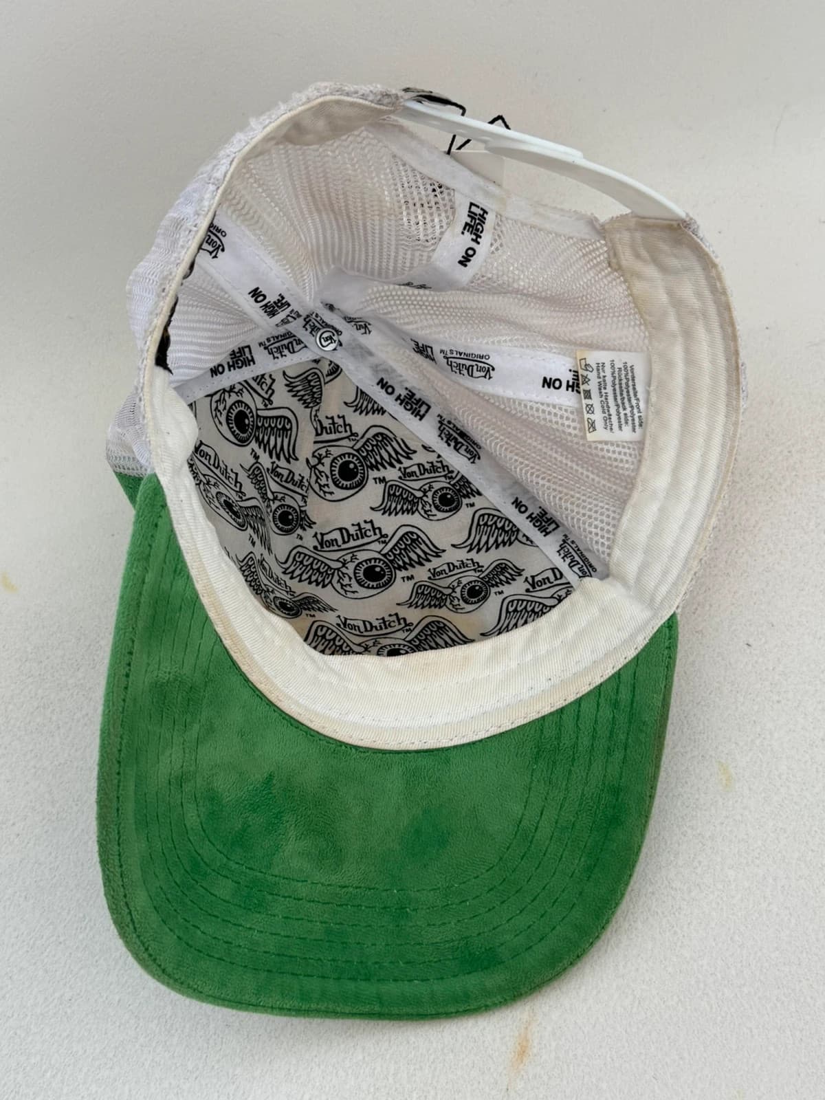 Casquette trucker Von Dutch verte effet suédé filet blanc réglable taille unique - SK260644 - Photo 6/7