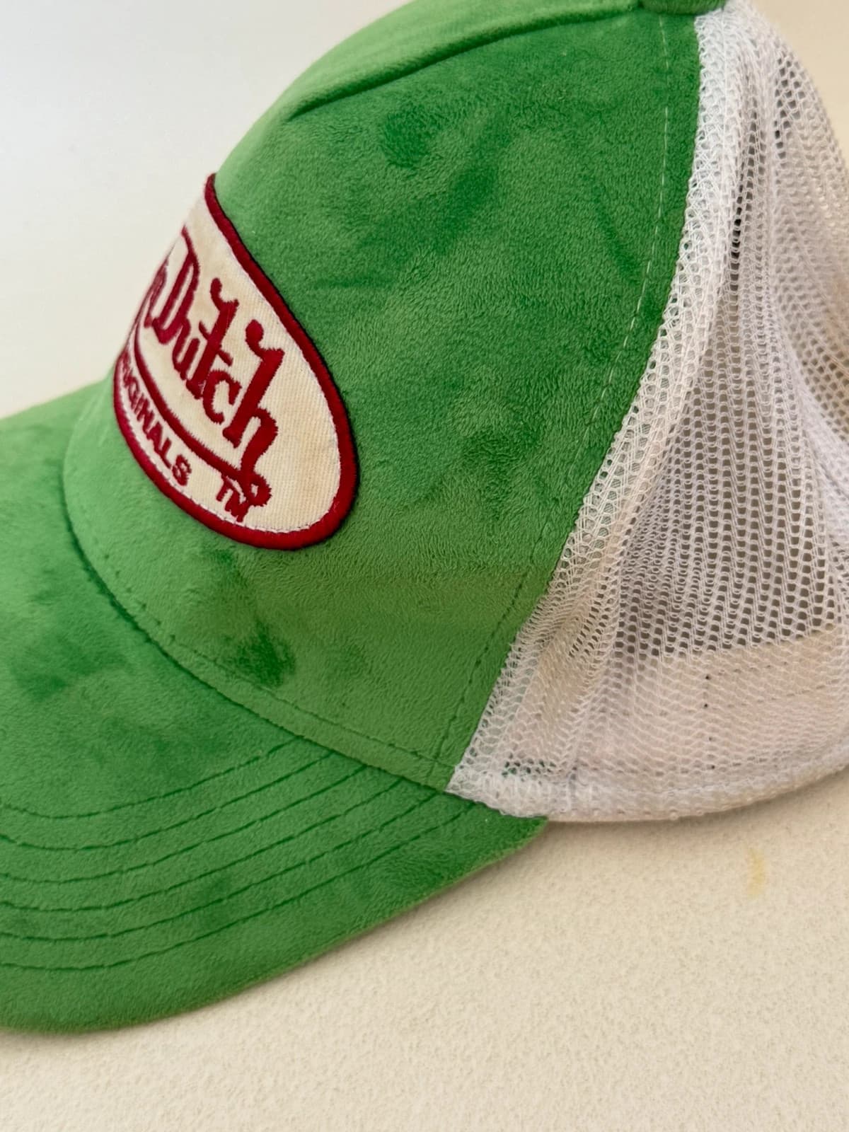 Casquette trucker Von Dutch verte effet suédé filet blanc réglable taille unique - SK260644 - Photo 3/7