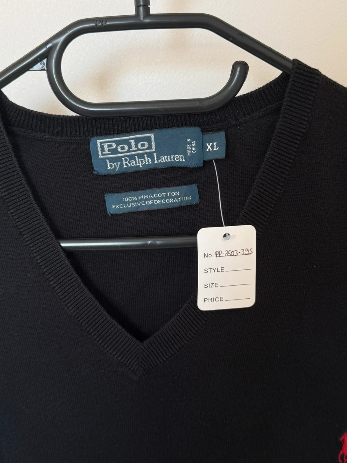 Pull sans manches col V Polo Ralph Lauren noir coton Pima taille XL - PP2603395 - Photo 4/8