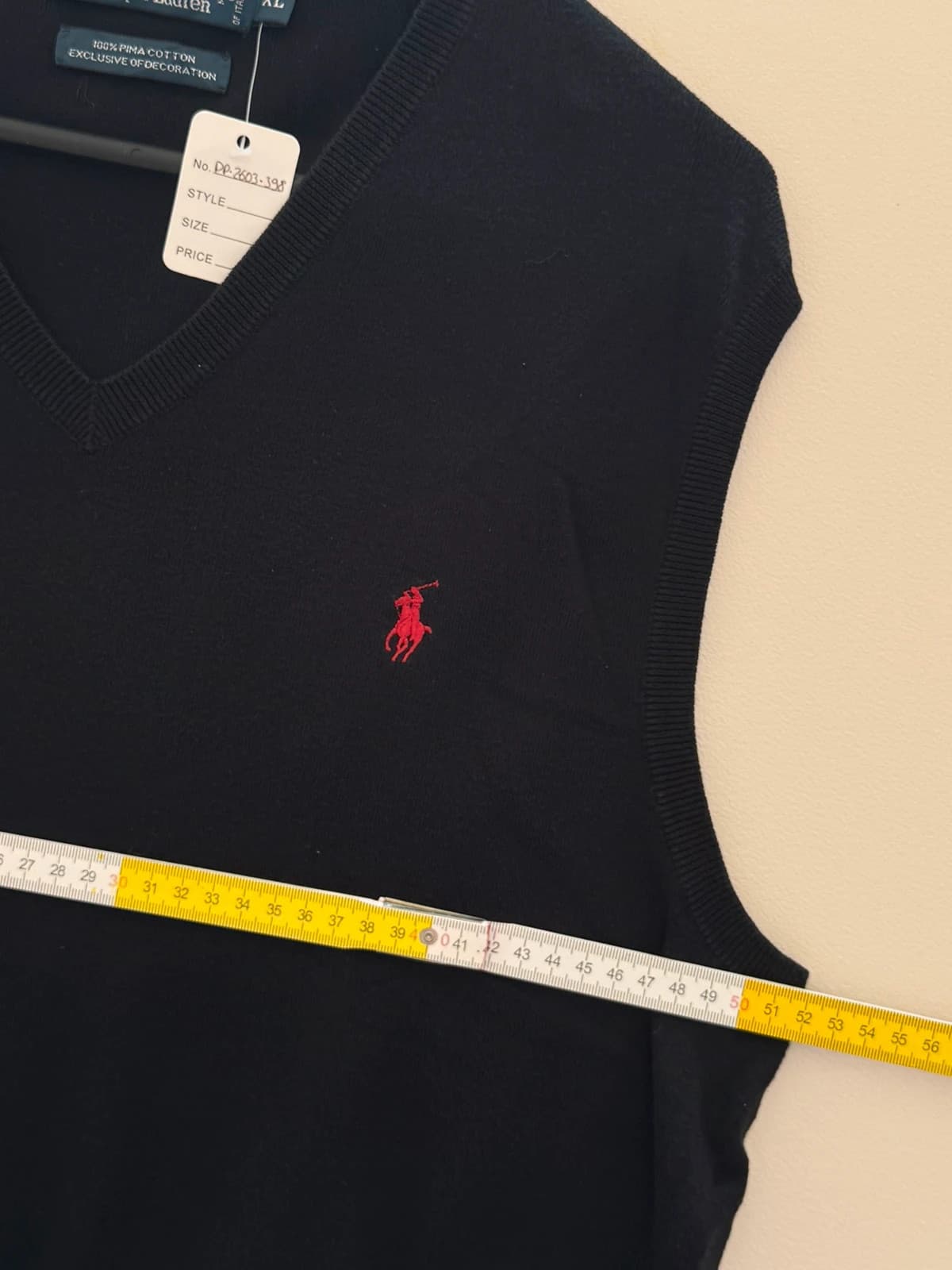 Pull sans manches col V Polo Ralph Lauren noir coton pima taille XL - PP2603398 - Photo 7/8