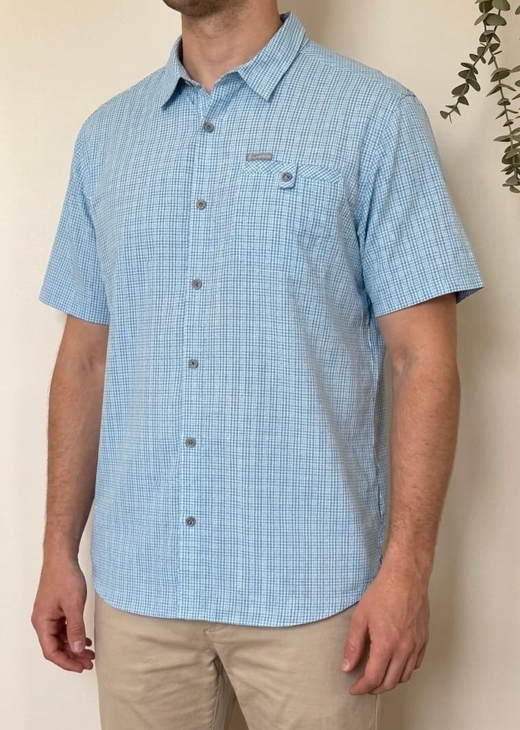 Chemise randonnée Columbia Omni-Shade carreaux bleu ciel XXL - FP2607113 - Photo 1/9