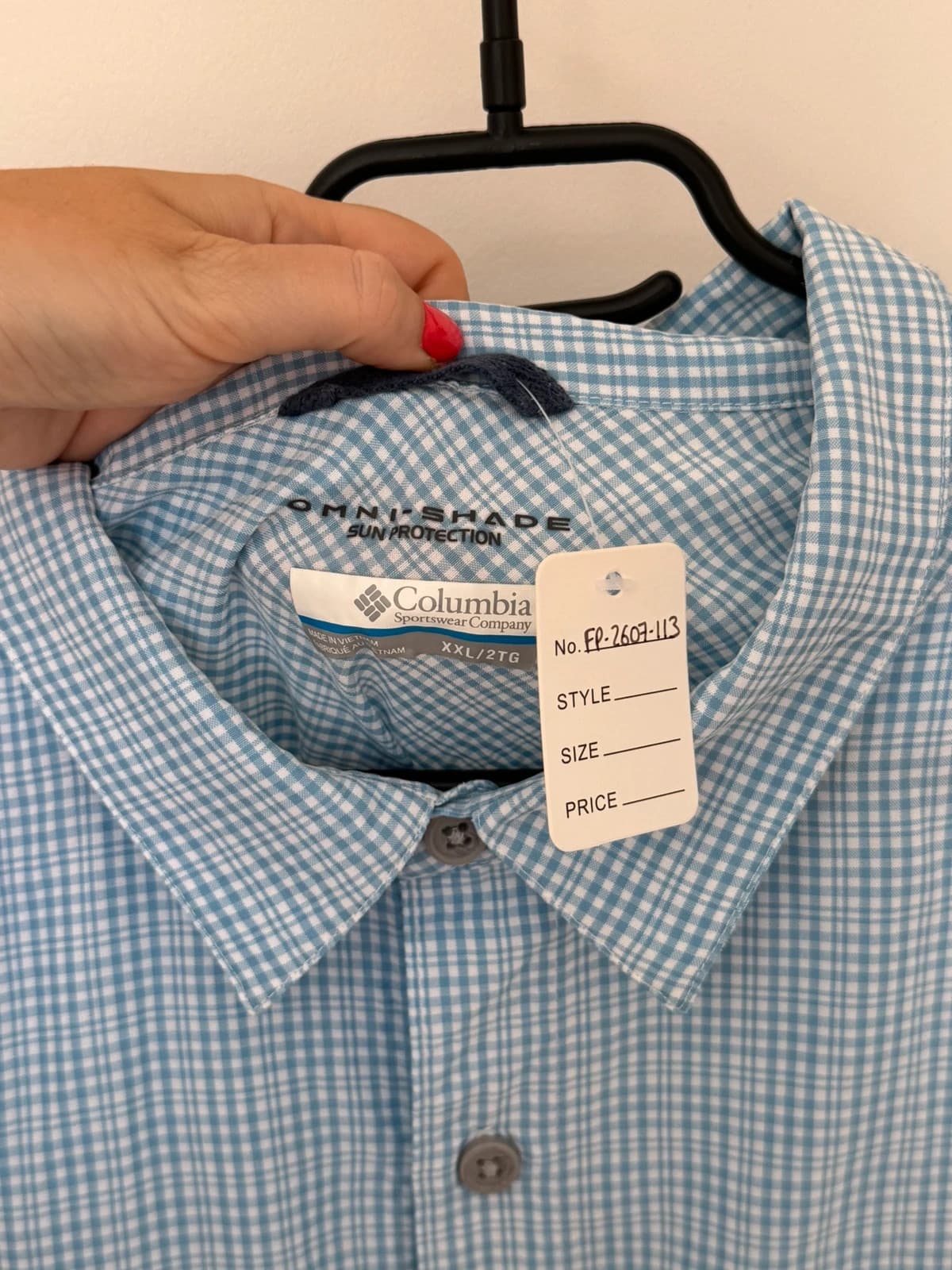 Chemise randonnée Columbia Omni-Shade carreaux bleu ciel XXL - FP2607113 - Photo 3/9