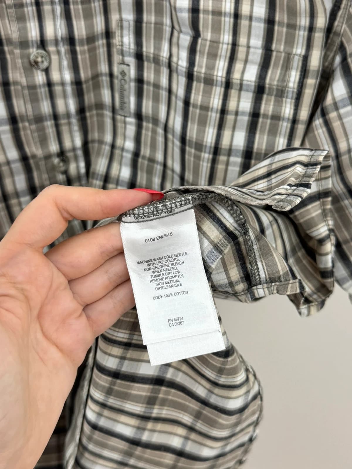 Chemise manches courtes Columbia à carreaux beige kaki gris taille M - FP2607106 - Photo 4/7