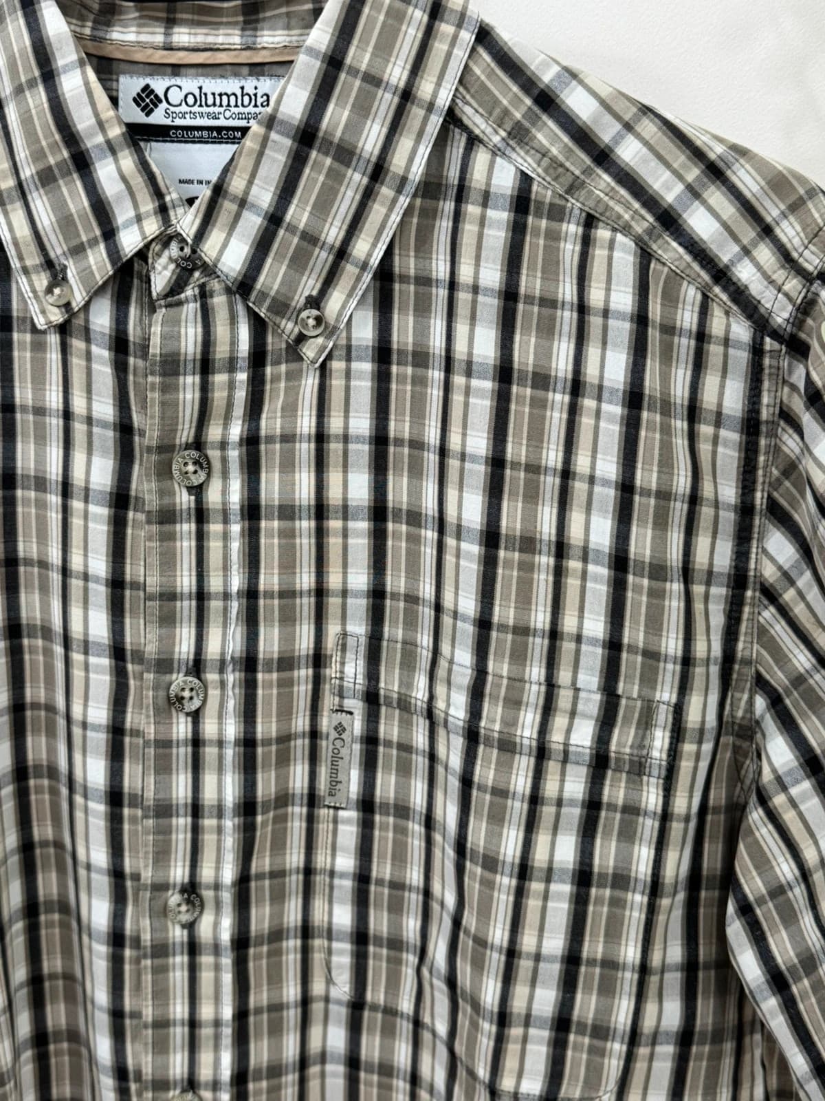 Chemise manches courtes Columbia à carreaux beige kaki gris taille M - FP2607106 - Photo 5/7