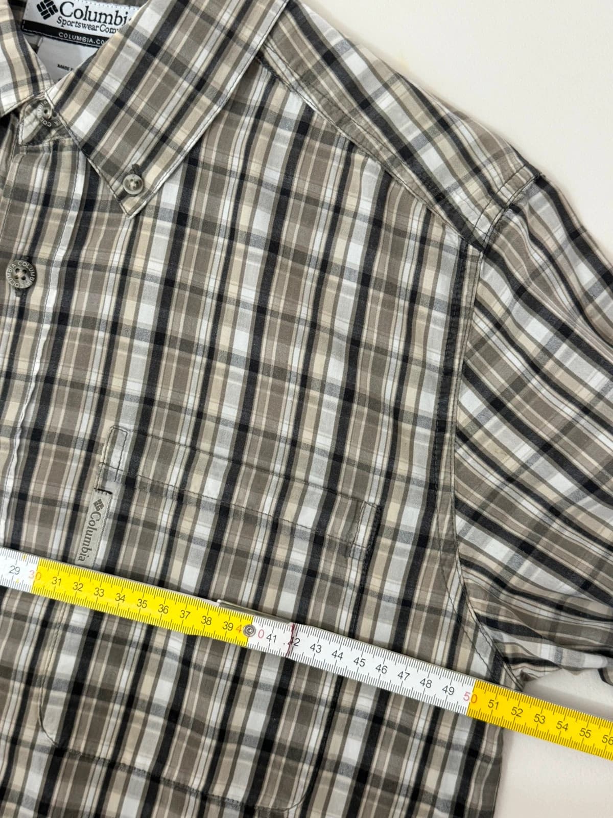 Chemise manches courtes Columbia à carreaux beige kaki gris taille M - FP2607106 - Photo 6/7