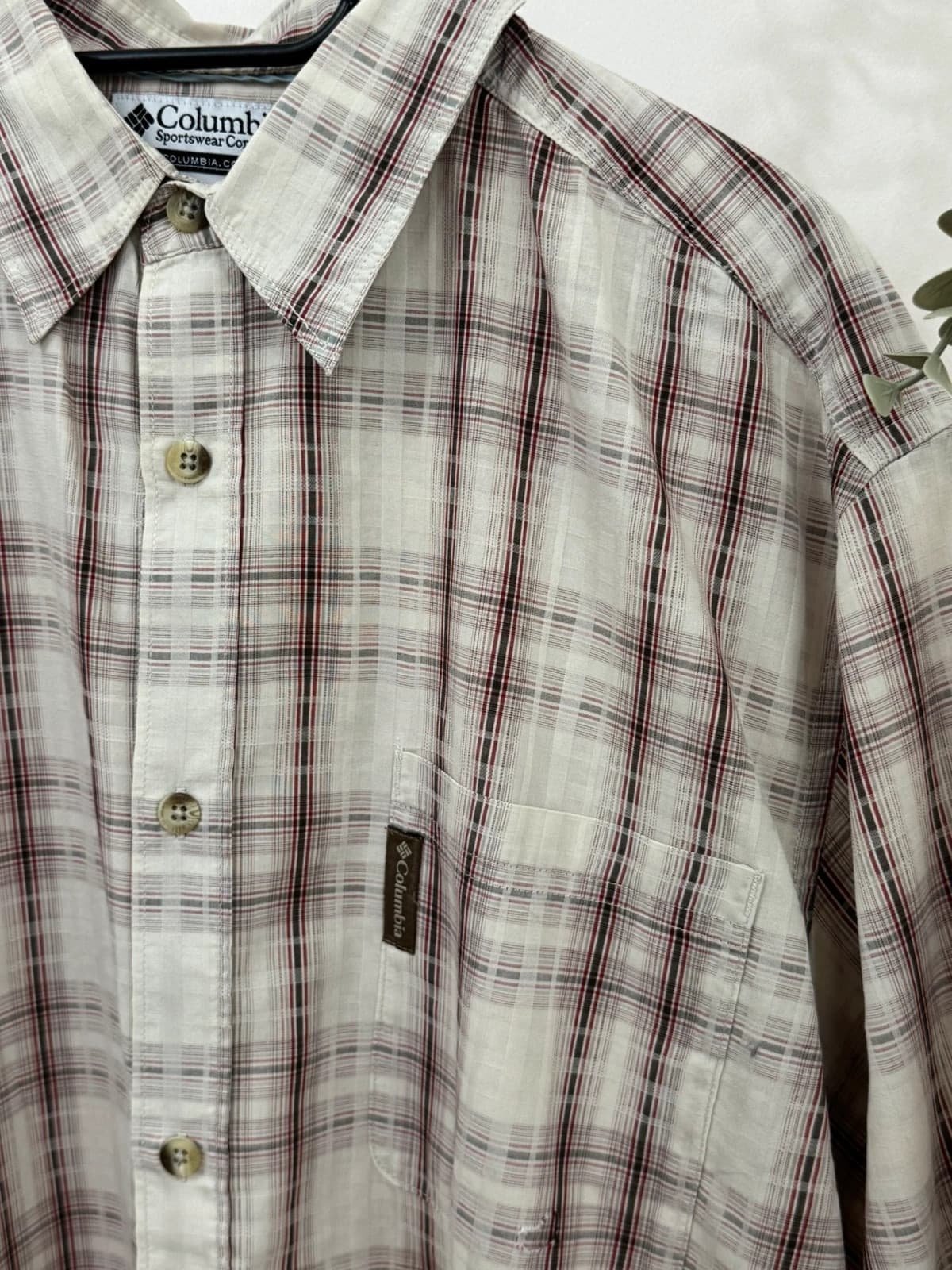 Chemise manches courtes Columbia à carreaux beige bordeaux taille XL - FP2607100 - Photo 5/9