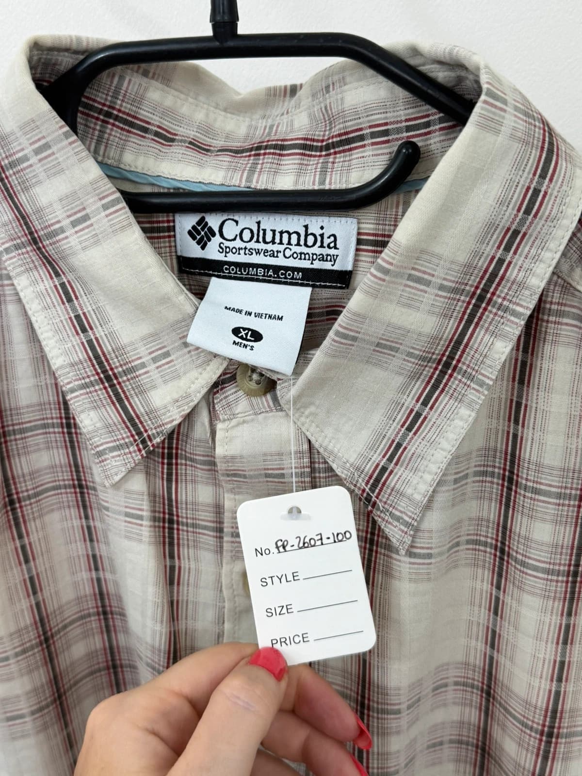 Chemise manches courtes Columbia à carreaux beige bordeaux taille XL - FP2607100 - Photo 3/9