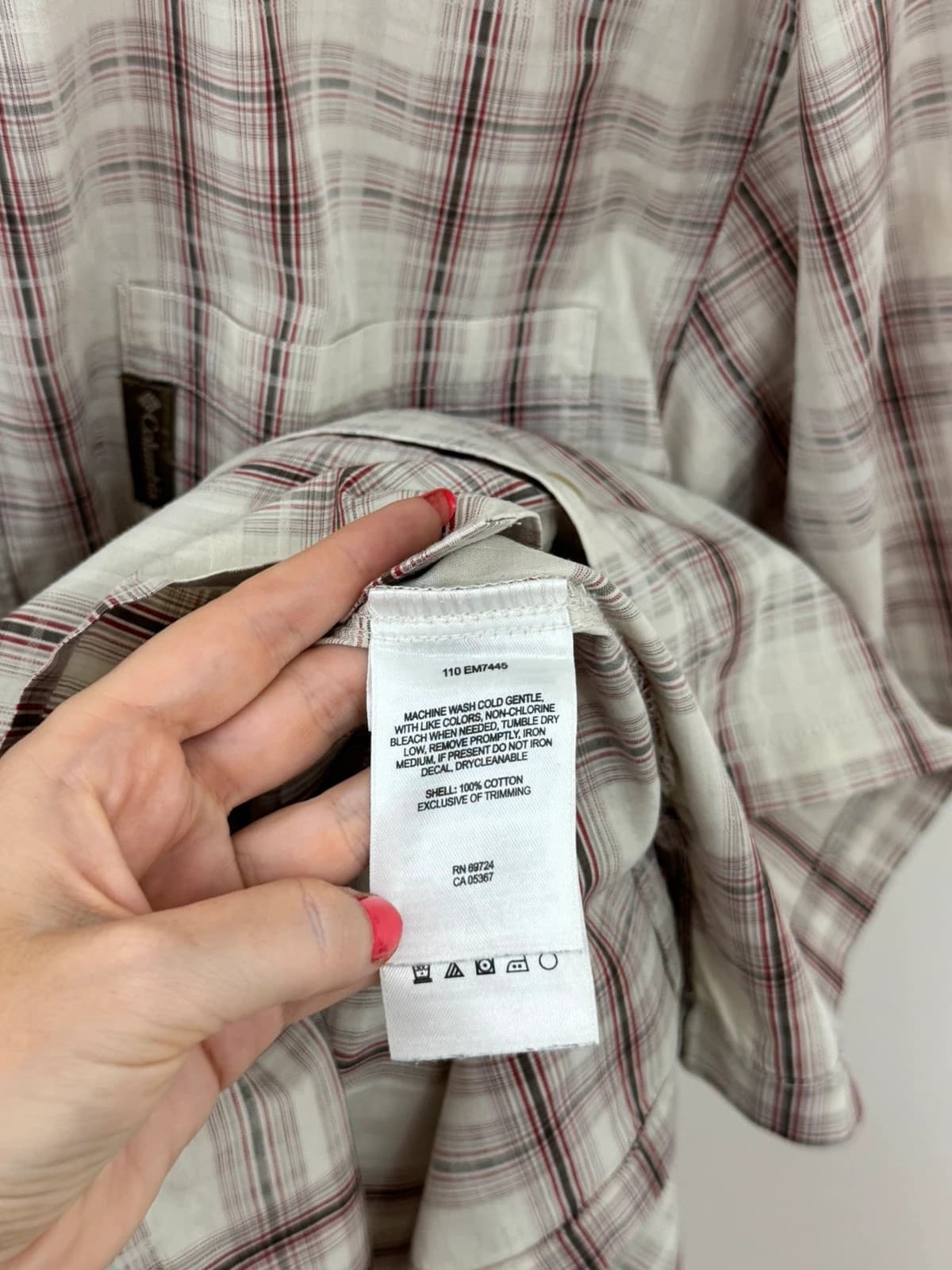 Chemise manches courtes Columbia à carreaux beige bordeaux taille XL - FP2607100 - Photo 7/9