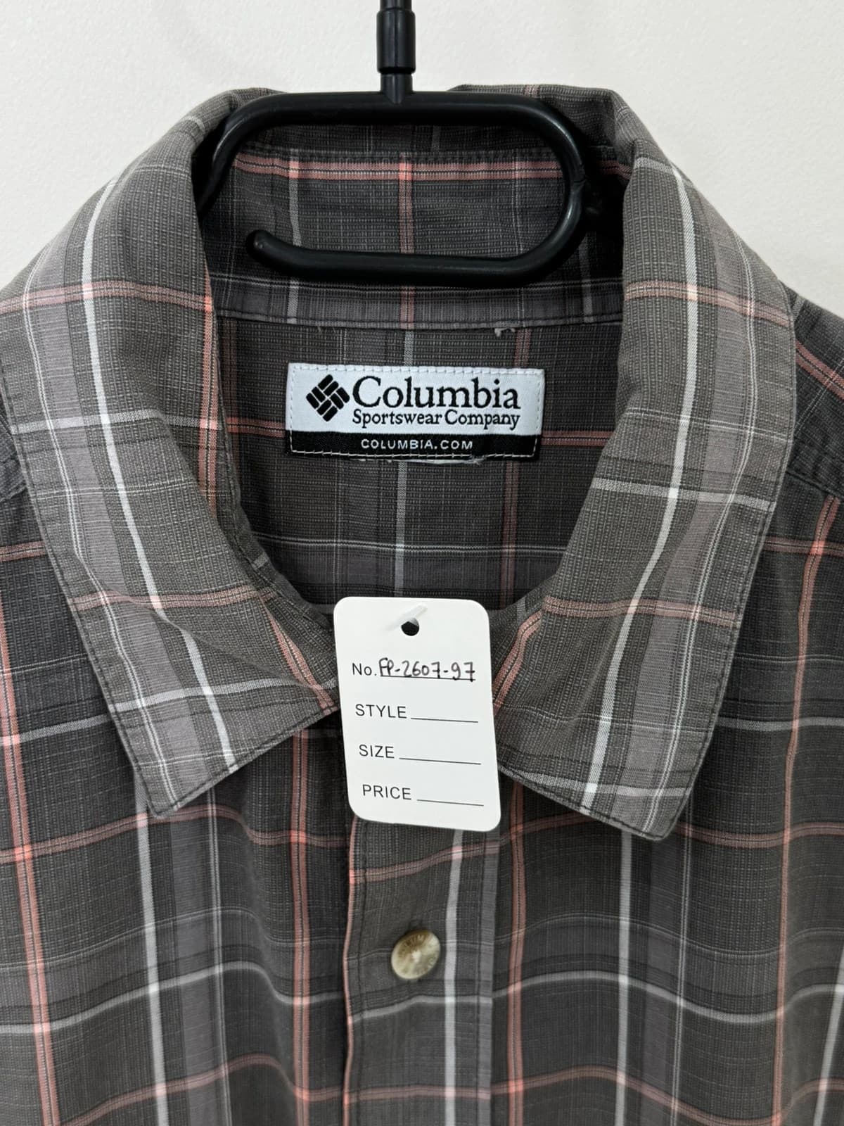 Chemise manches courtes Columbia à carreaux gris rose taille L - FP260797 - Photo 4/9
