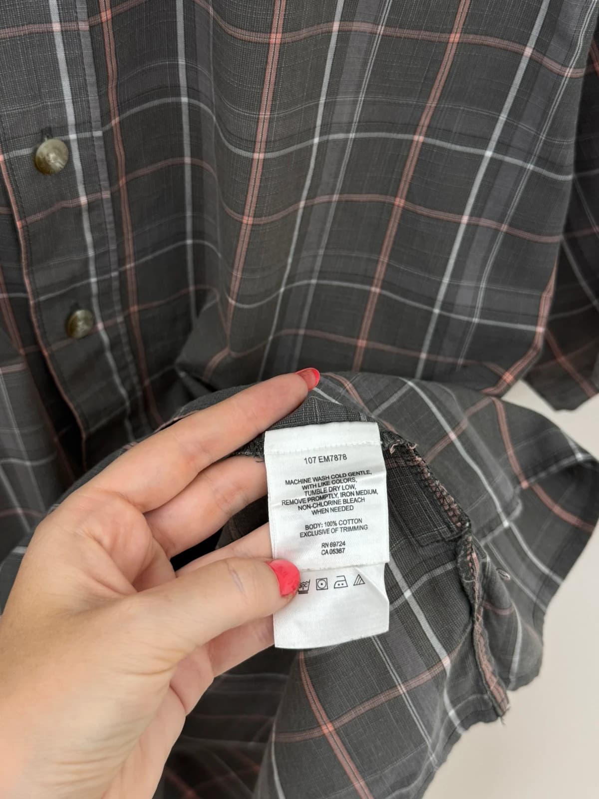 Chemise manches courtes Columbia à carreaux gris rose taille L - FP260797 - Photo 5/9