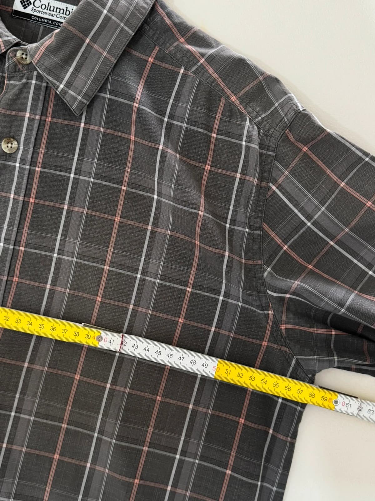 Chemise manches courtes Columbia à carreaux gris rose taille L - FP260797 - Photo 7/9