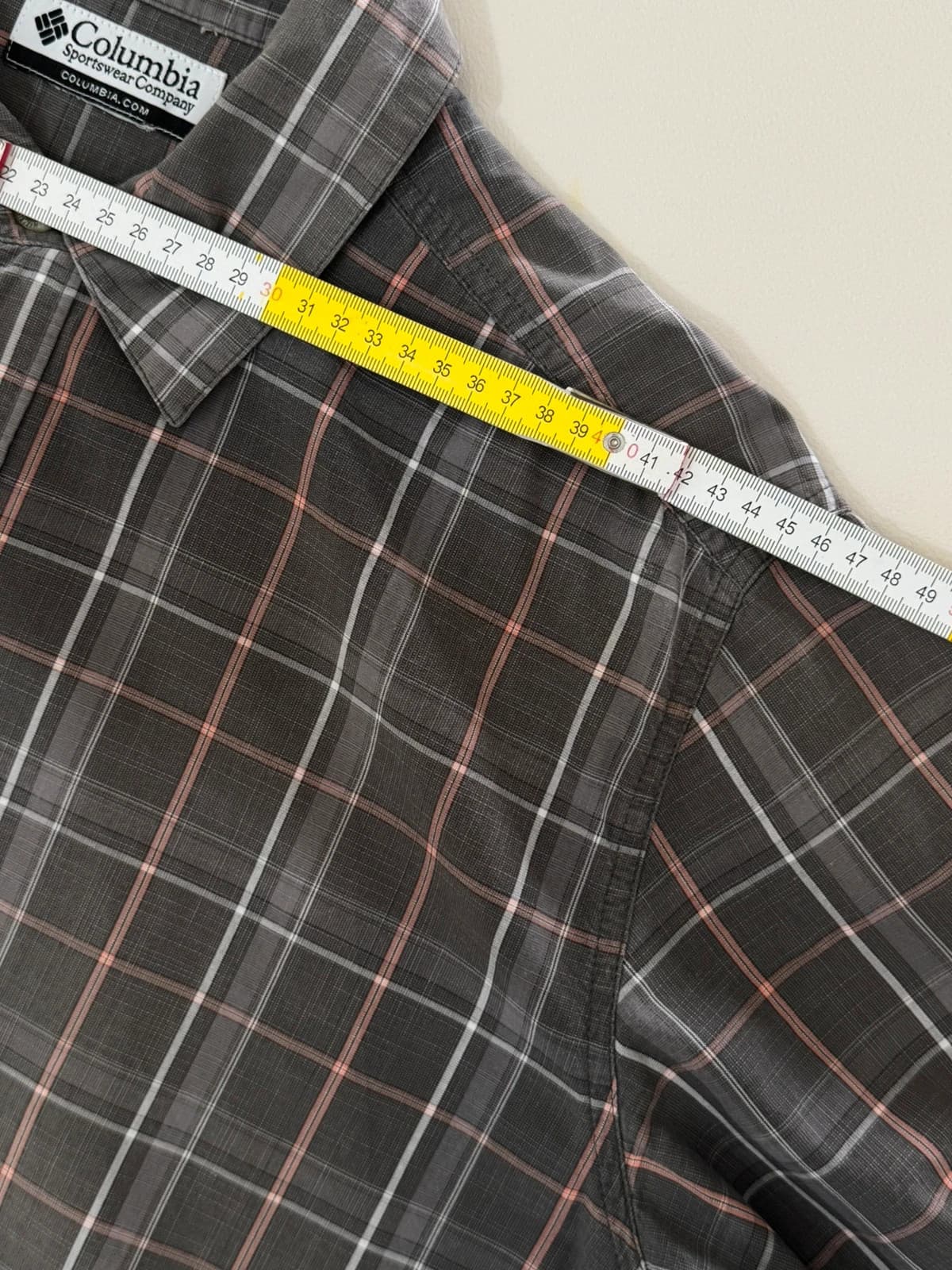 Chemise manches courtes Columbia à carreaux gris rose taille L - FP260797 - Photo 8/9