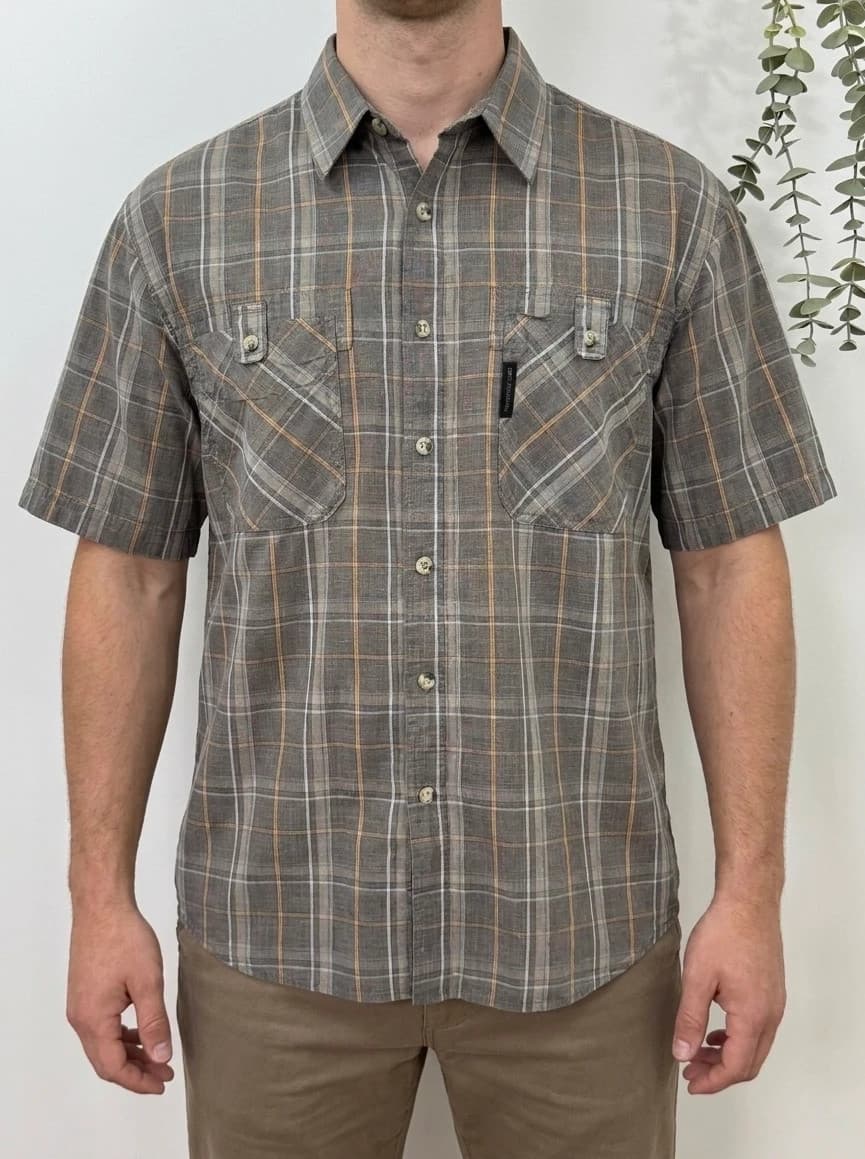 Chemise manches courtes Columbia à carreaux marron taille L - FP260733 - Photo 1/9