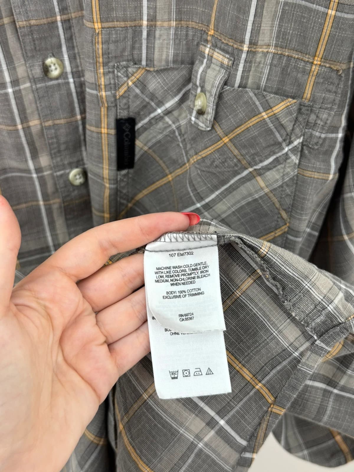 Chemise manches courtes Columbia à carreaux marron taille L - FP260733 - Photo 7/9