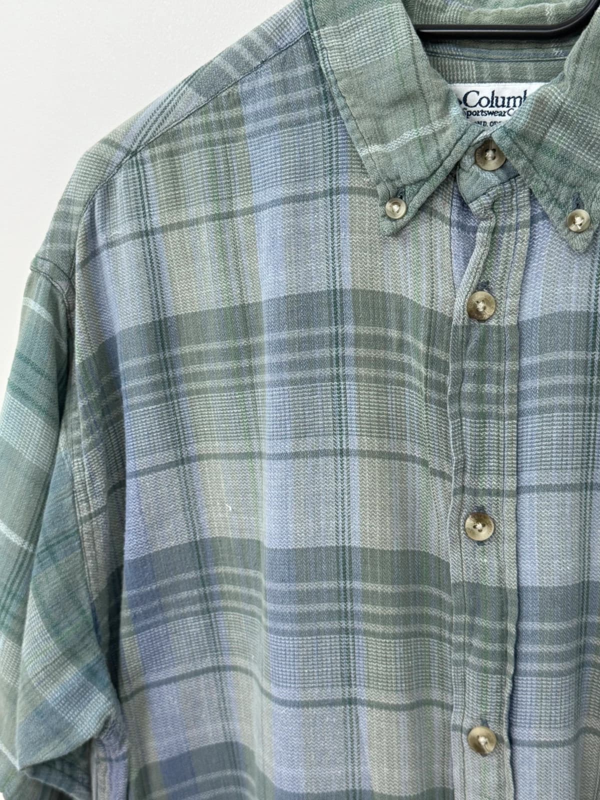 Chemise manches courtes Columbia à carreaux vert sauge bleu taille L - FP260729 - Photo 5/7