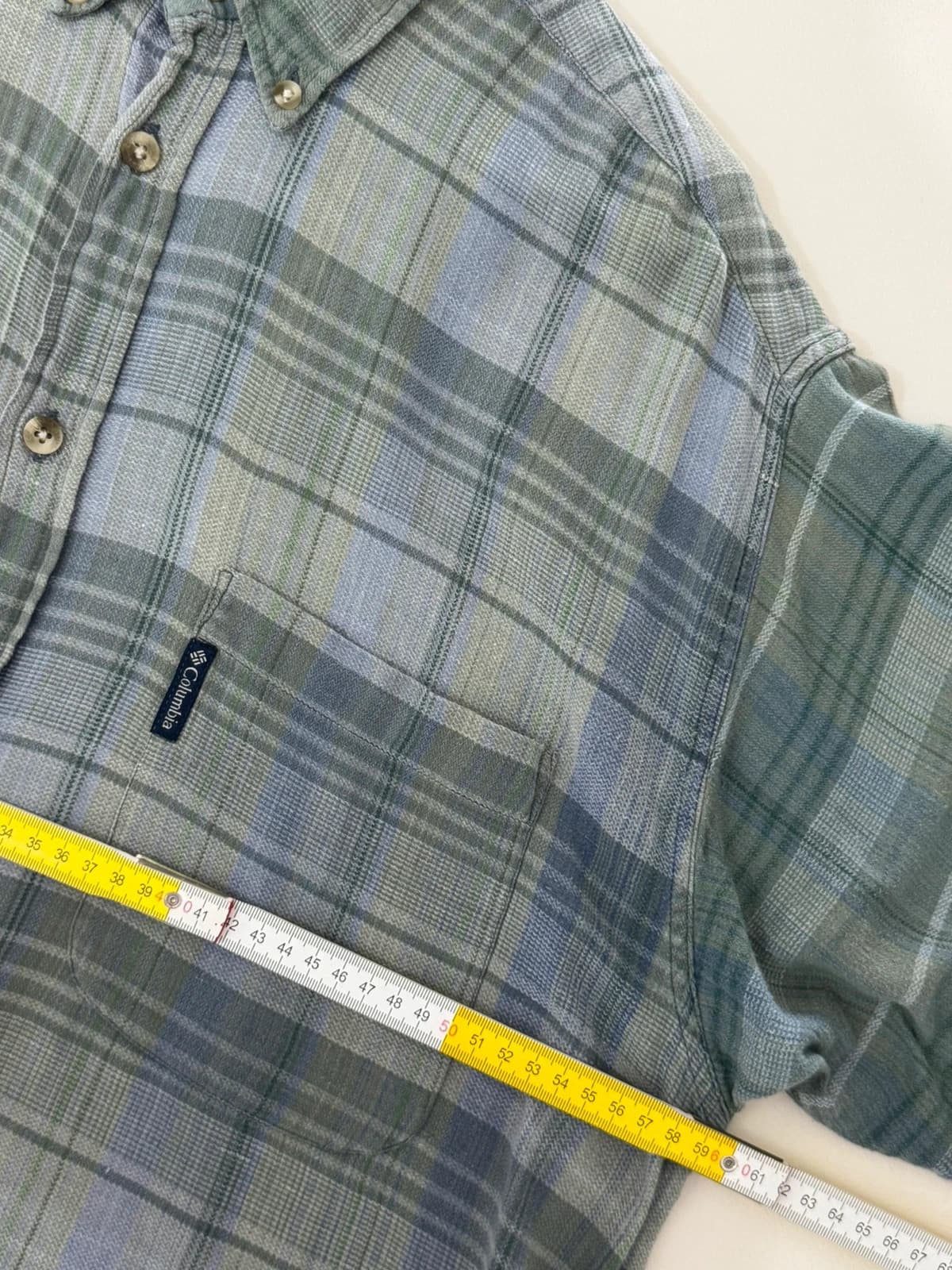 Chemise manches courtes Columbia à carreaux vert sauge bleu taille L - FP260729 - Photo 6/7