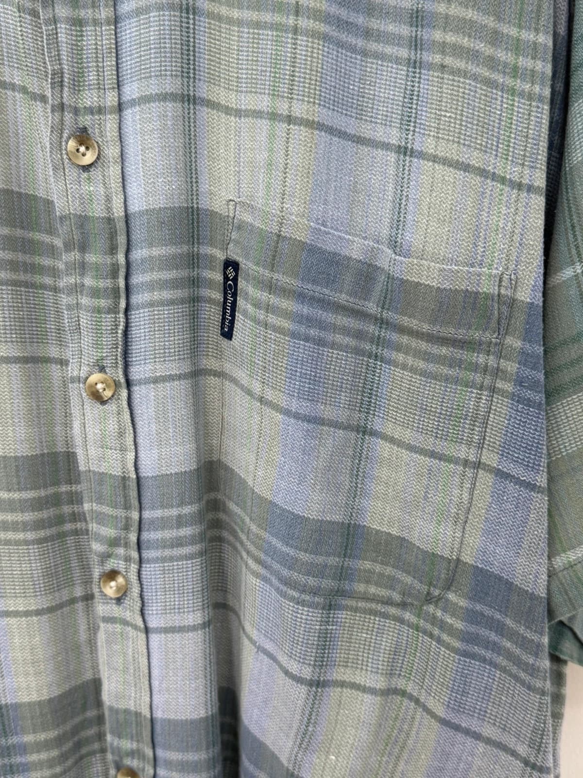 Chemise manches courtes Columbia à carreaux vert sauge bleu taille L - FP260729 - Photo 4/7