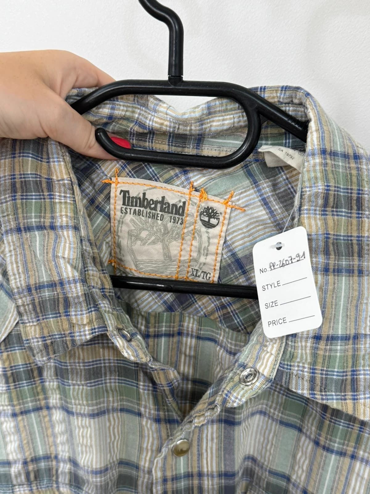 Chemise manches courtes Timberland à carreaux vert bleu beige taille XL - FP260791 - Photo 6/8