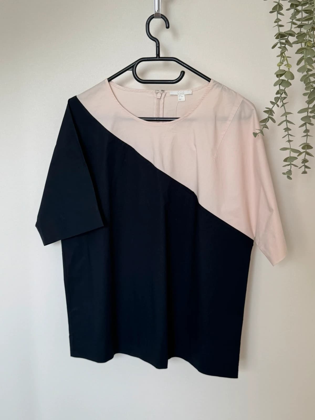 Top blouse COS color block rose poudré bleu marine taille 40/L - VG26078 - Photo 2/8