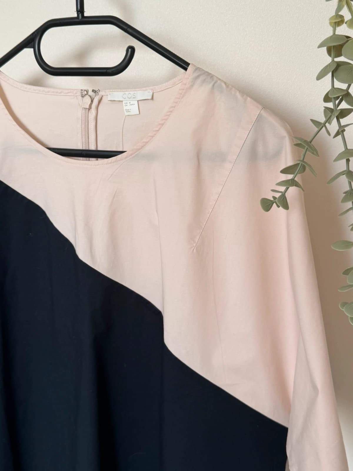 Top blouse COS color block rose poudré bleu marine taille 40/L - VG26078 - Photo 4/8