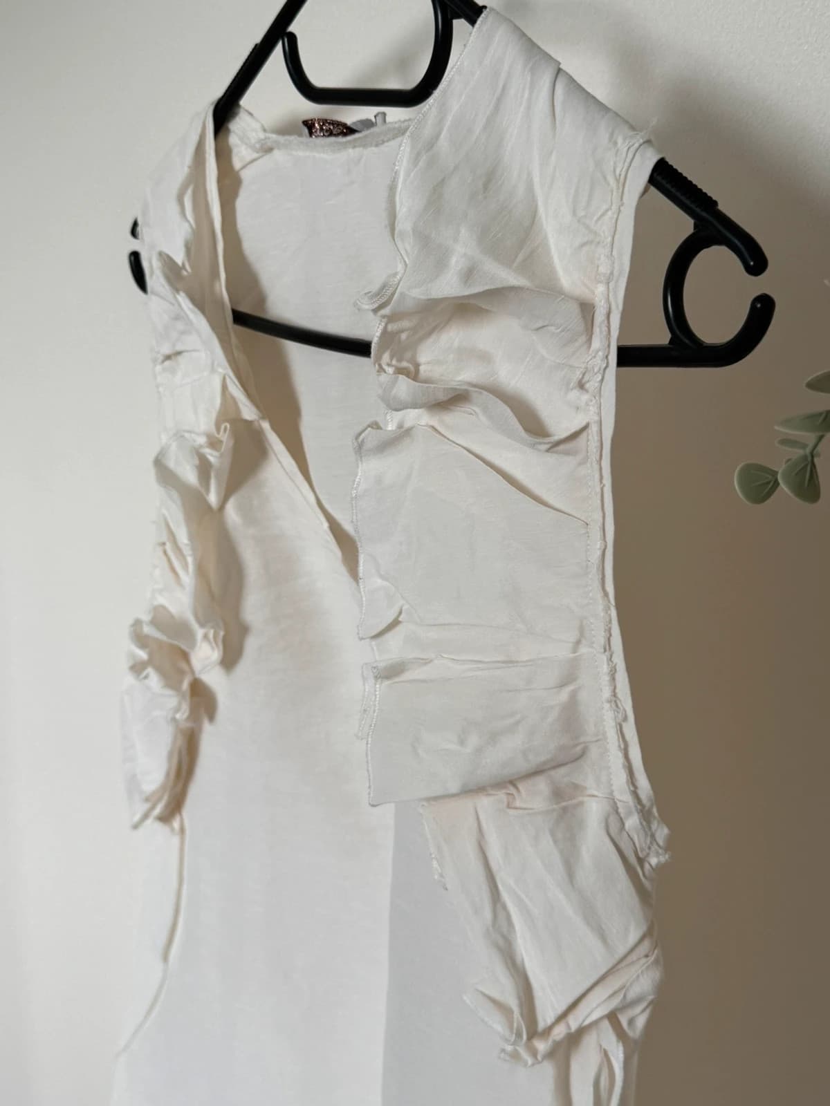 Top blouse Maje à volants lin soie blanc taille 3/M - VG26075 - Photo 3/8