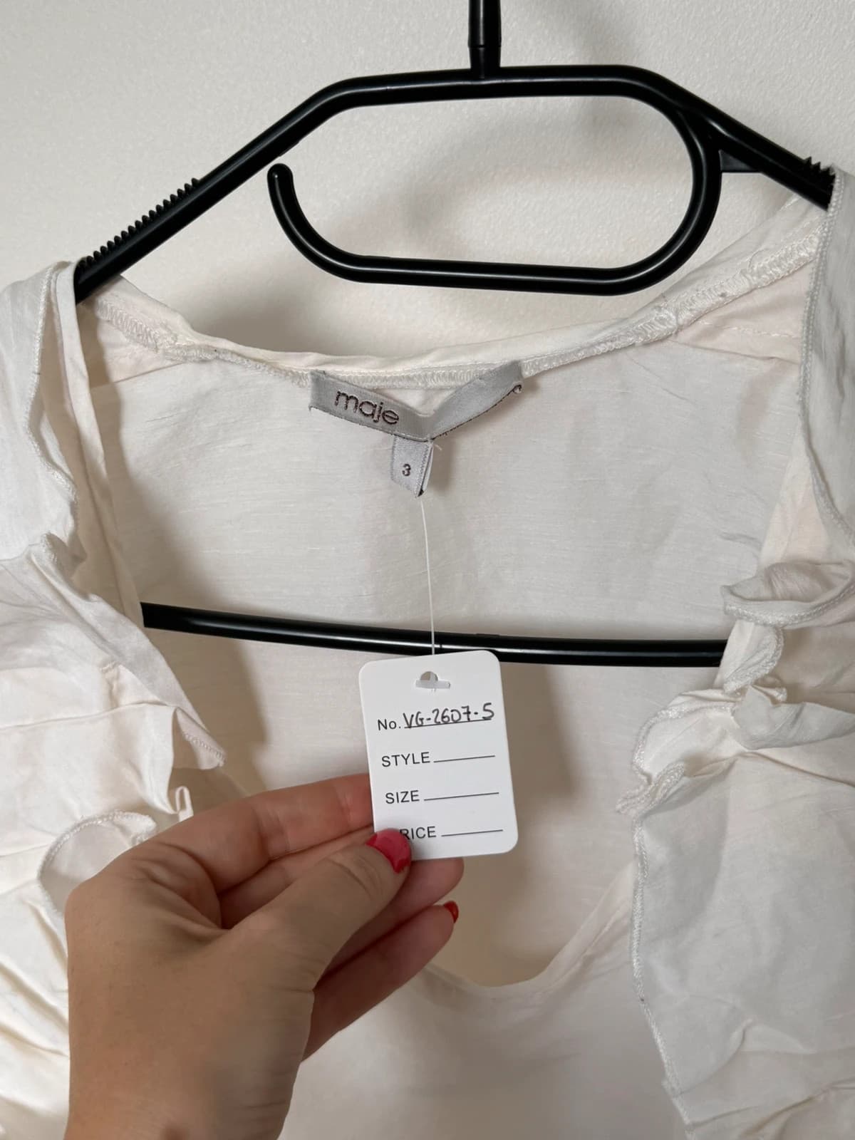 Top blouse Maje à volants lin soie blanc taille 3/M - VG26075 - Photo 4/8
