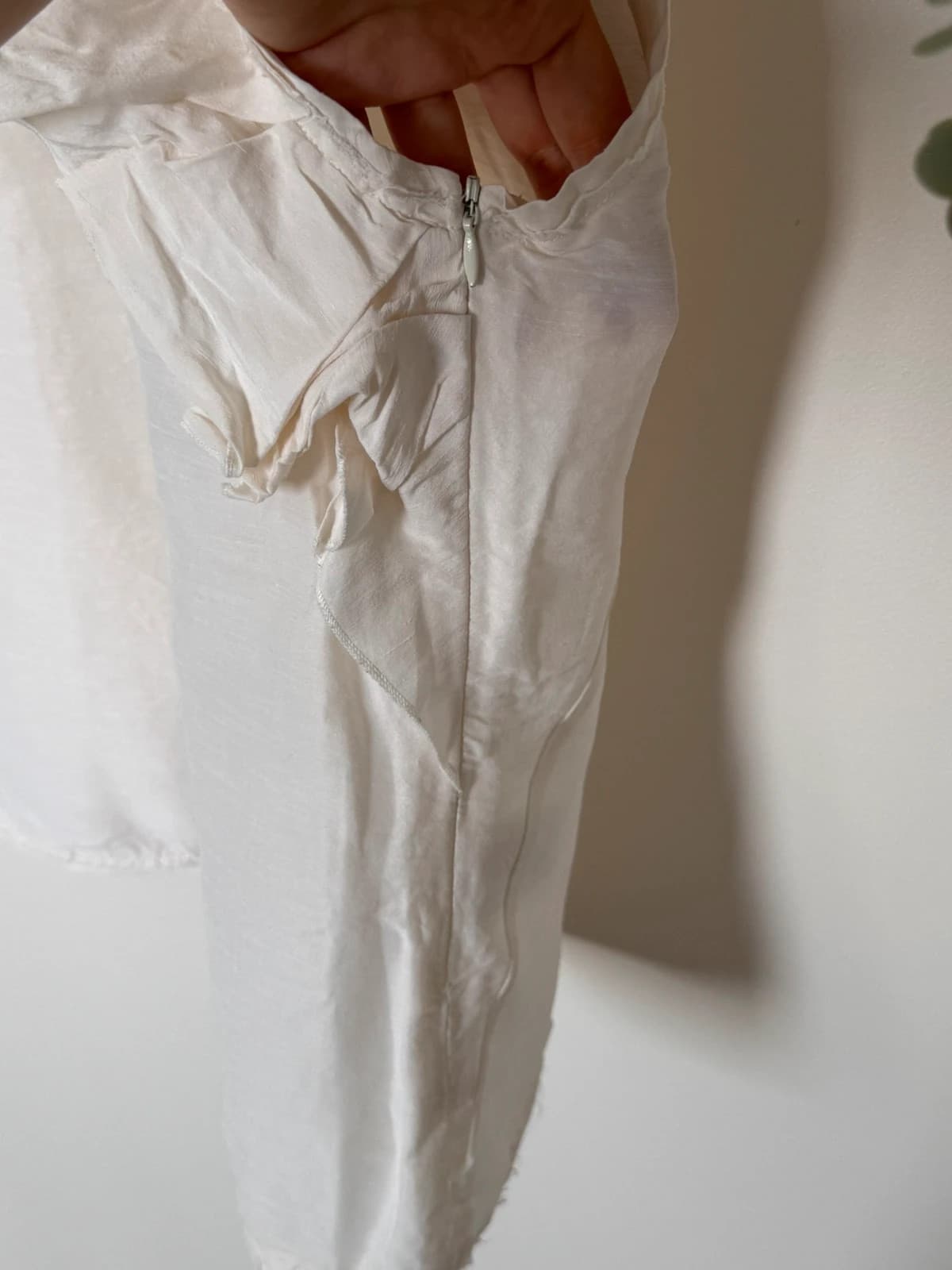 Top blouse Maje à volants lin soie blanc taille 3/M - VG26075 - Photo 6/8
