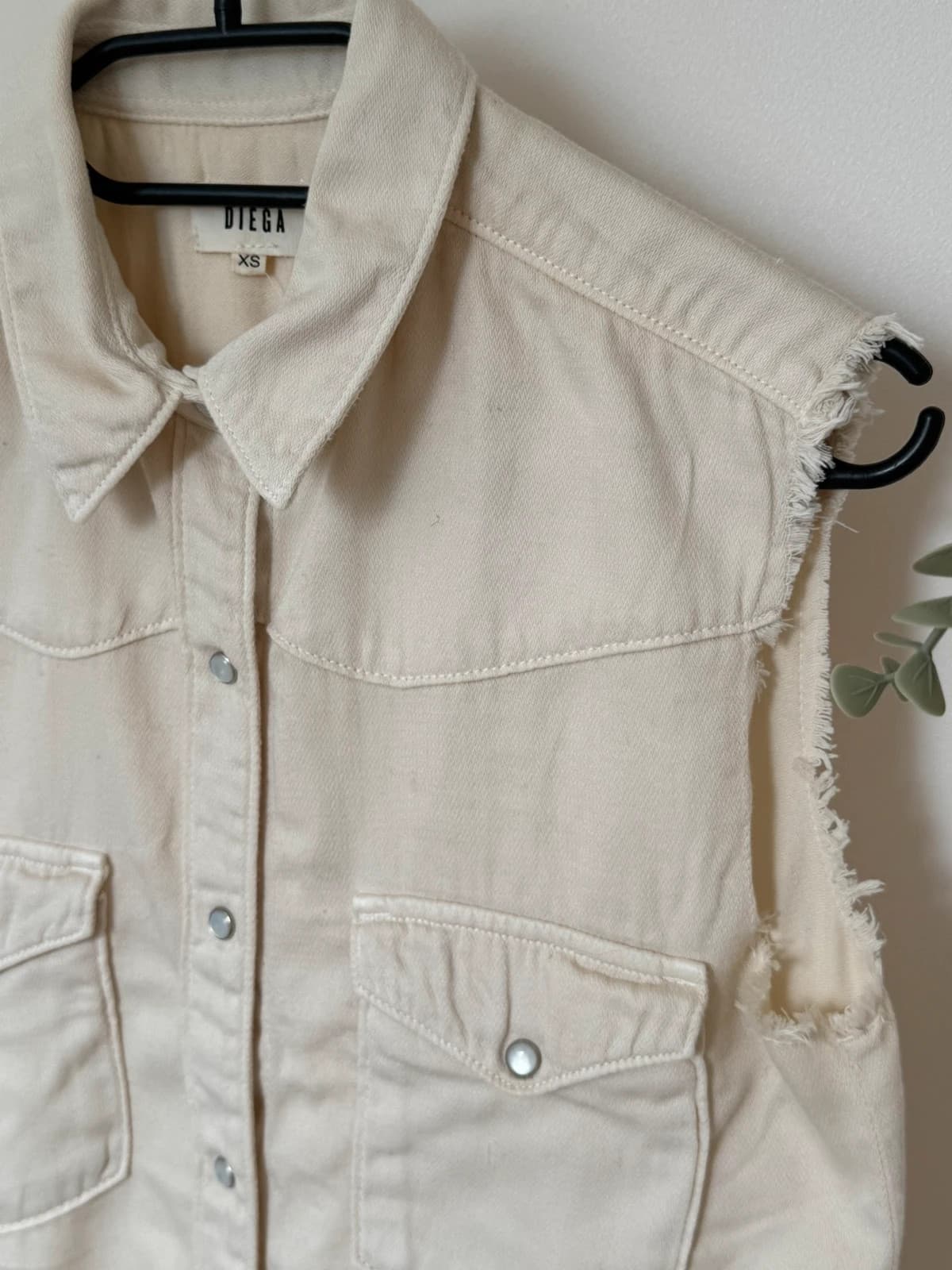 Chemise sans manches Diega denim écru western coton femme taille XS - VG26074 - Photo 4/8